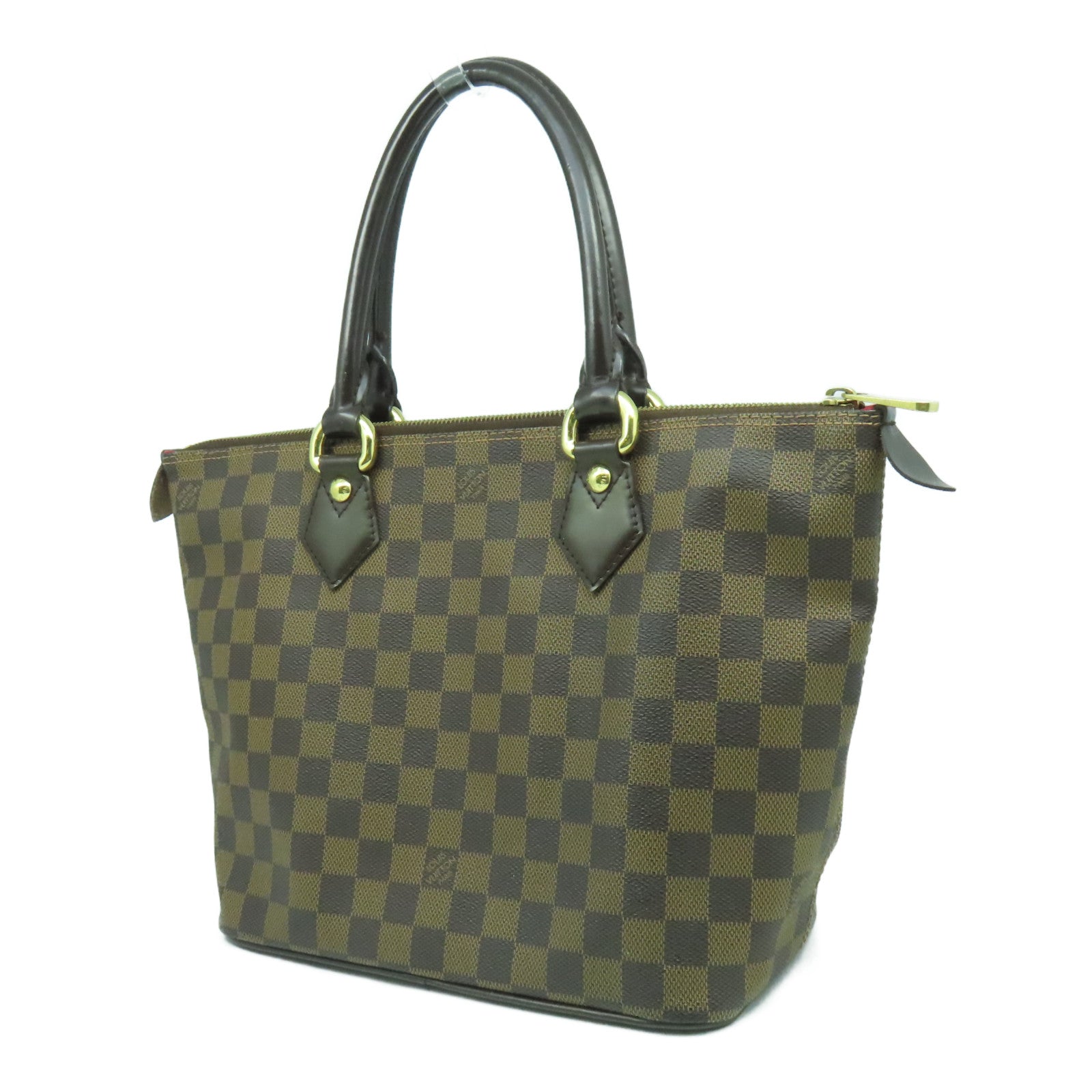 LOUIS VUITTON Damier Ebene Saleya PM金扣手挽袋啡色