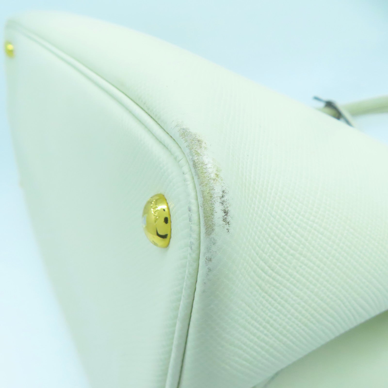 PRADA 牛皮皮革2 Way Shoulder金扣手挽肩背兩用袋白色