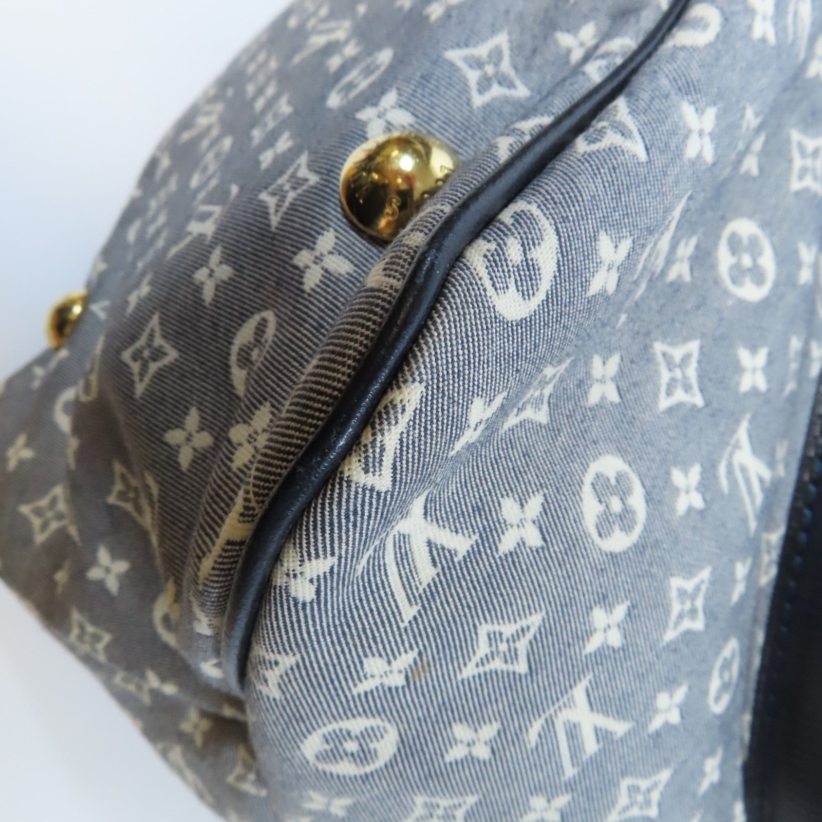 LOUIS VUITTON 帆布Balladr MM金扣肩背袋藍色/白色