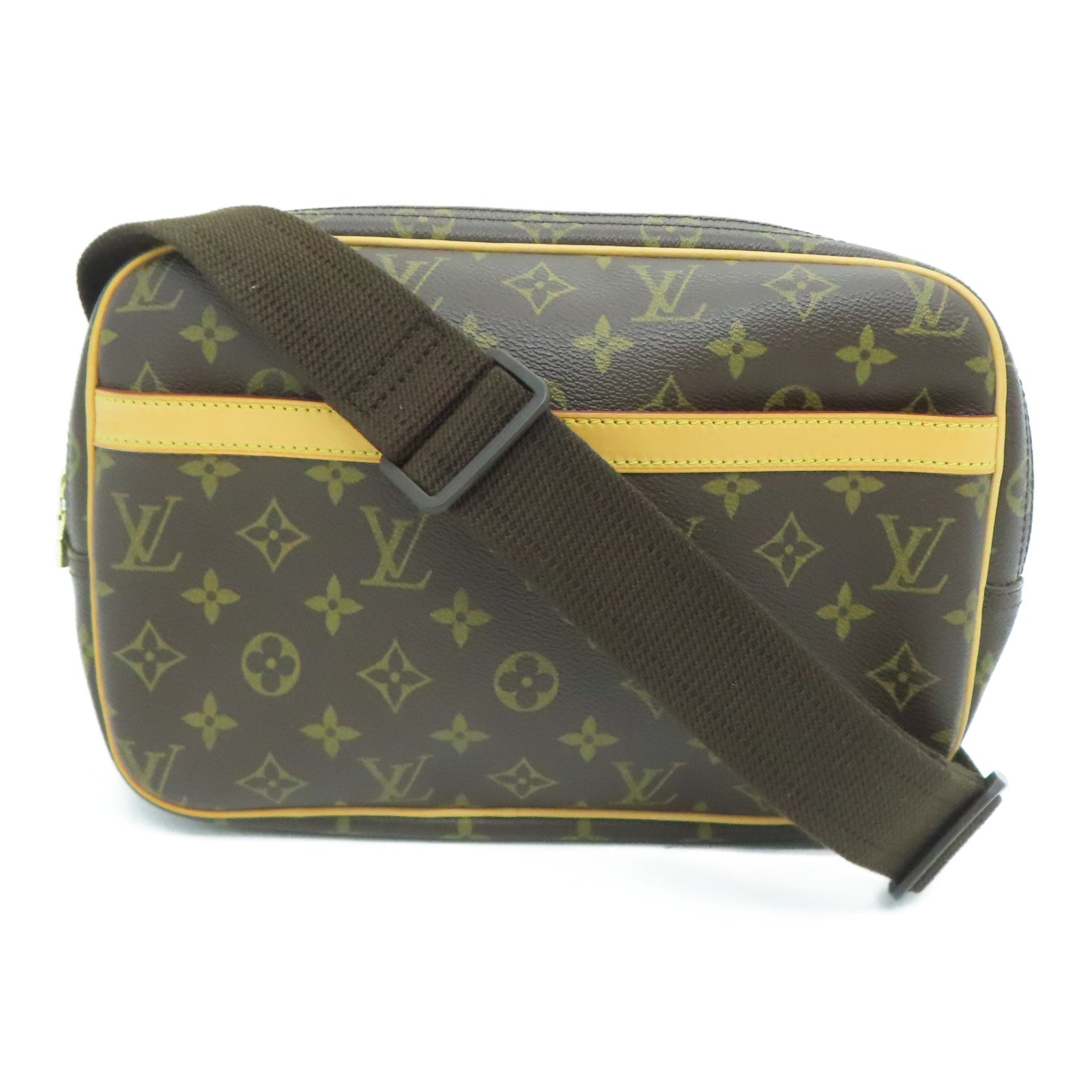 LOUIS VUITTON Monogram Reporter PM金扣肩背袋啡色