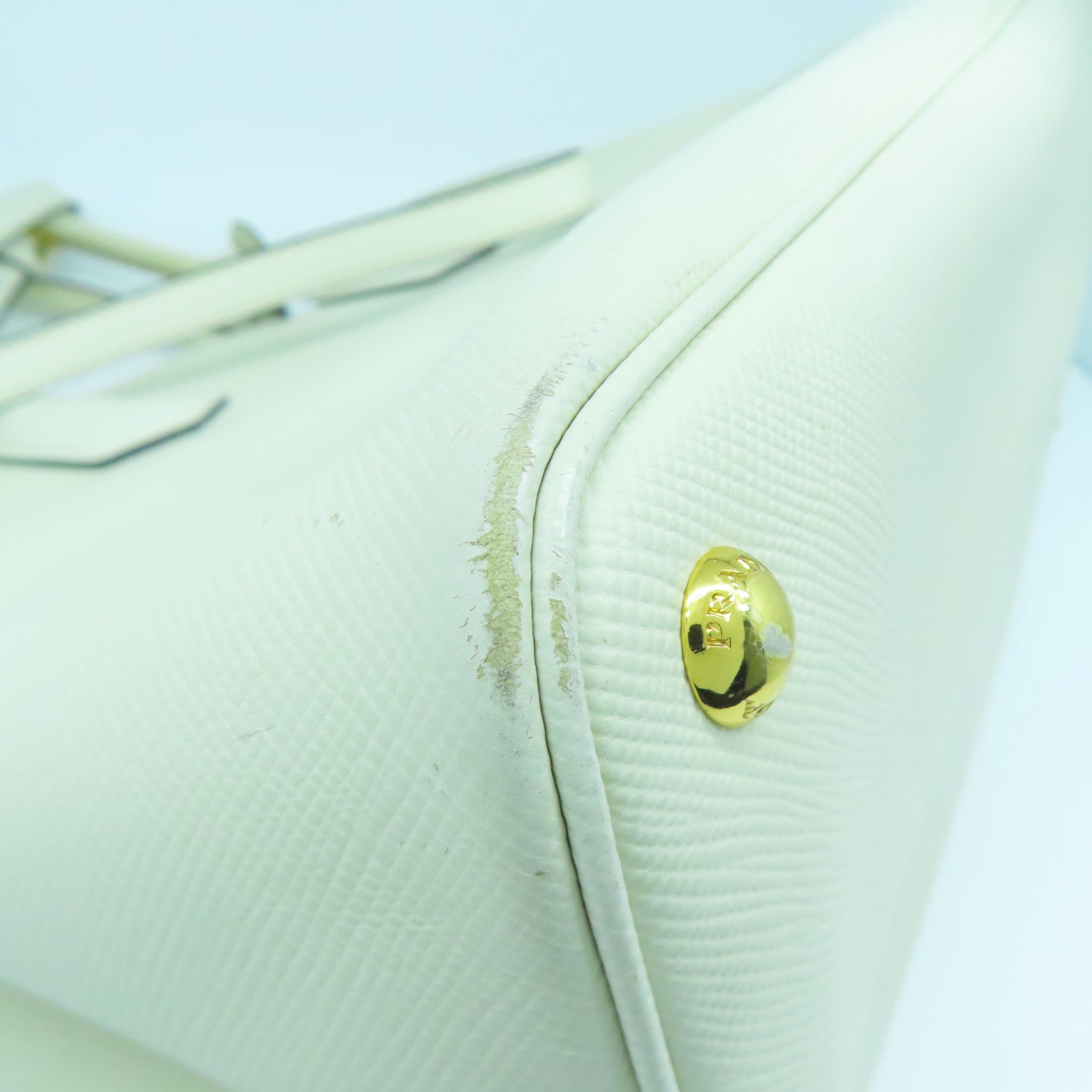 PRADA 牛皮皮革2 Way Shoulder金扣手挽肩背兩用袋白色