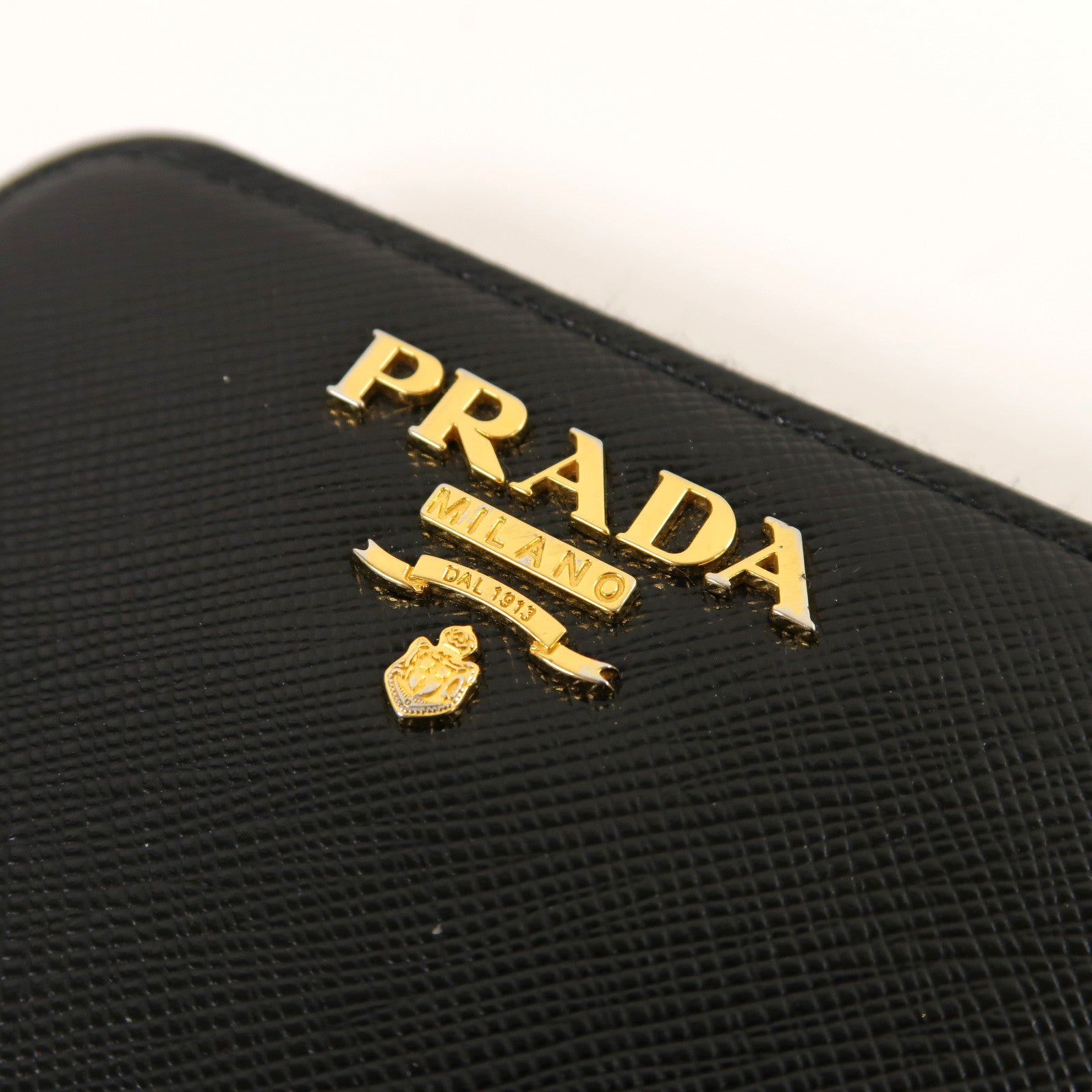 PRADA Saffiano皮革Card Case/Coin Case金扣卡片套/零錢包黑色