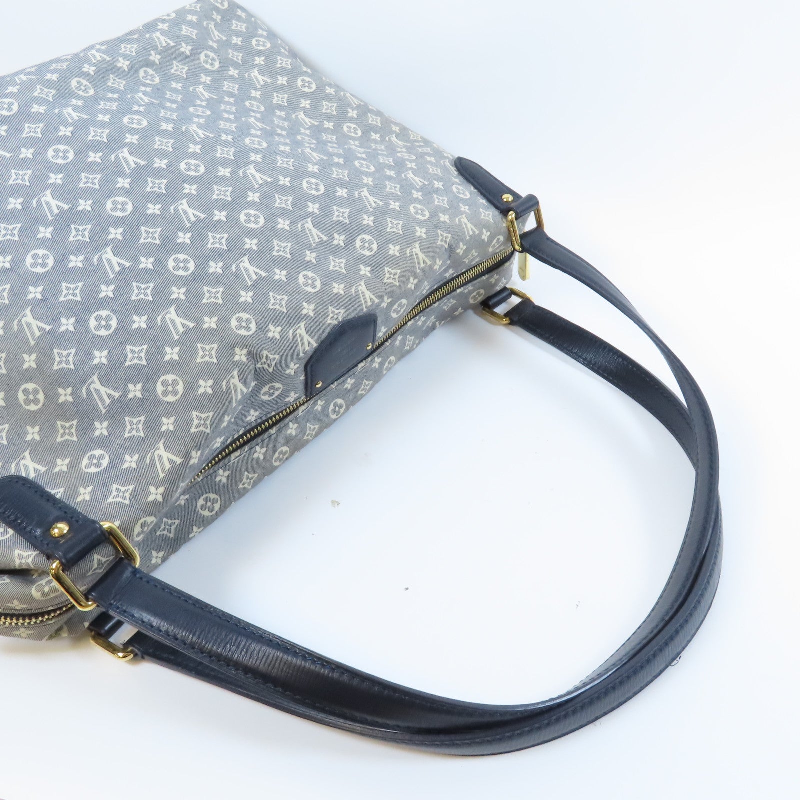 LOUIS VUITTON 帆布Balladr MM金扣肩背袋藍色/白色