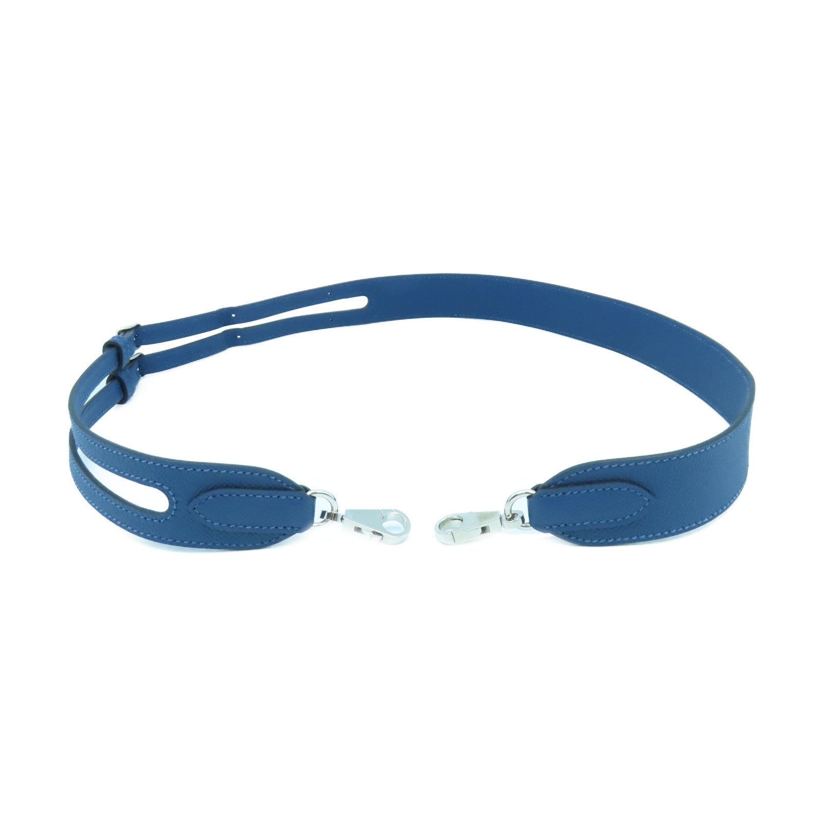 HERMES Epsom皮革Shoulder Strap銀扣肩背帶藍色