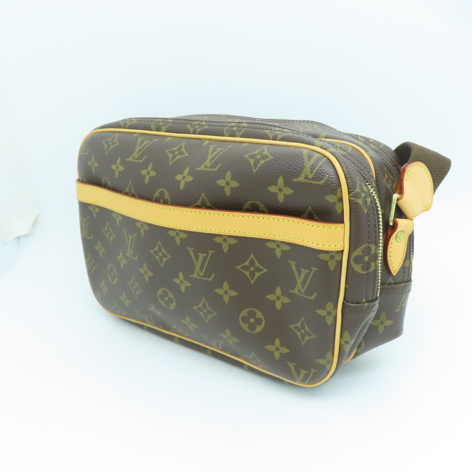LOUIS VUITTON Monogram Reporter PM金扣肩背袋啡色