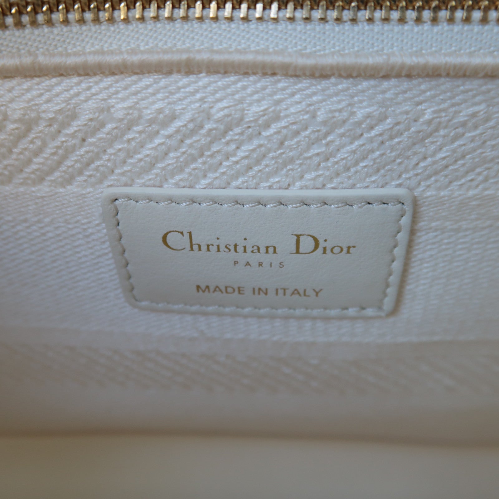 Dior 蕾絲Medium Lady D-Lite金扣手挽肩背兩用袋白色