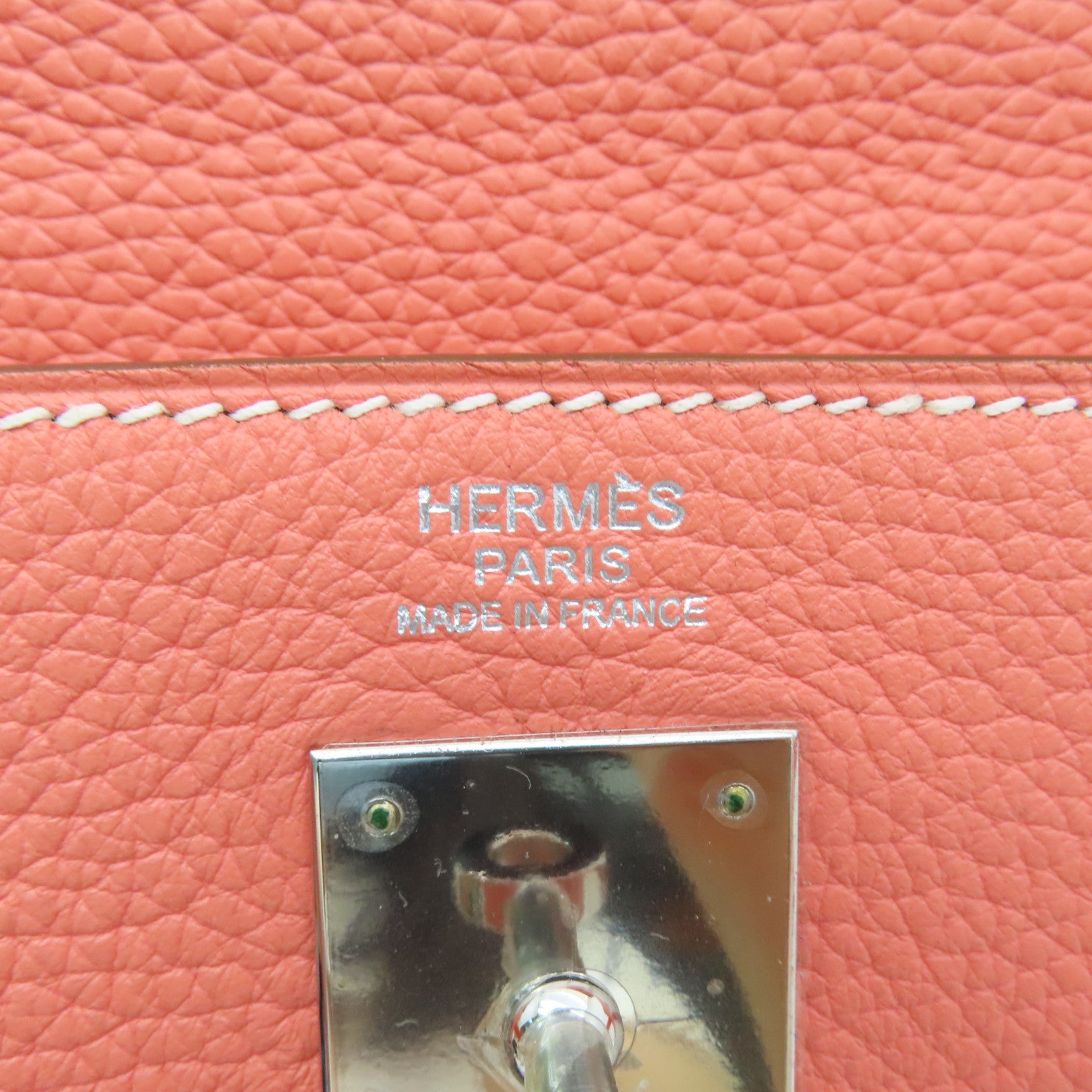 HERMES Clemence皮革Kelly 32銀扣手挽肩背兩用袋粉紅色