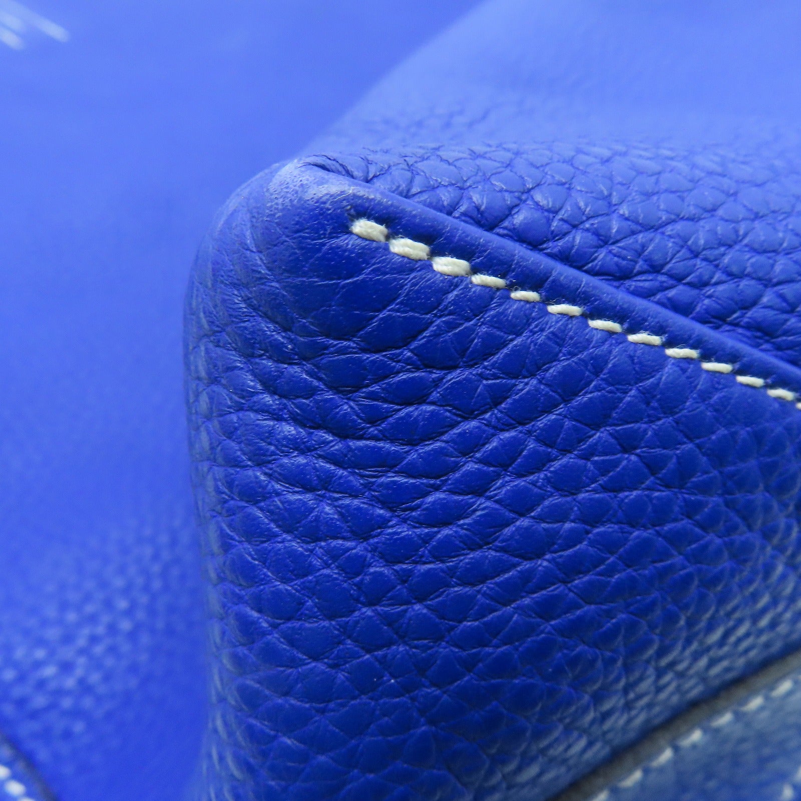 HERMES Clemence皮革Double Sens 45手挽袋Parchemin米色/Bleu Electrique蓝色