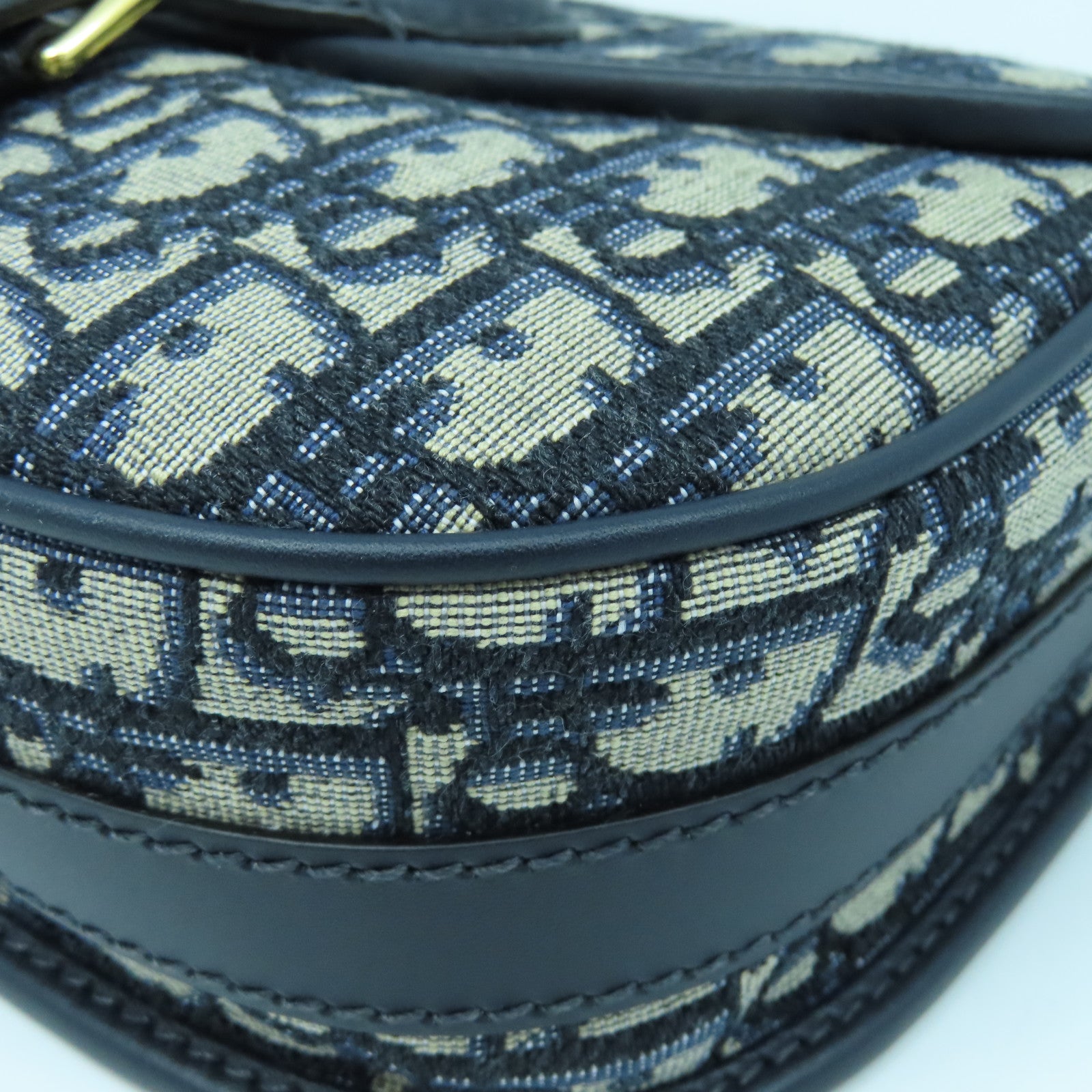 Dior 帆布Shoulder Bag金扣肩背袋黑色/米色/藍色