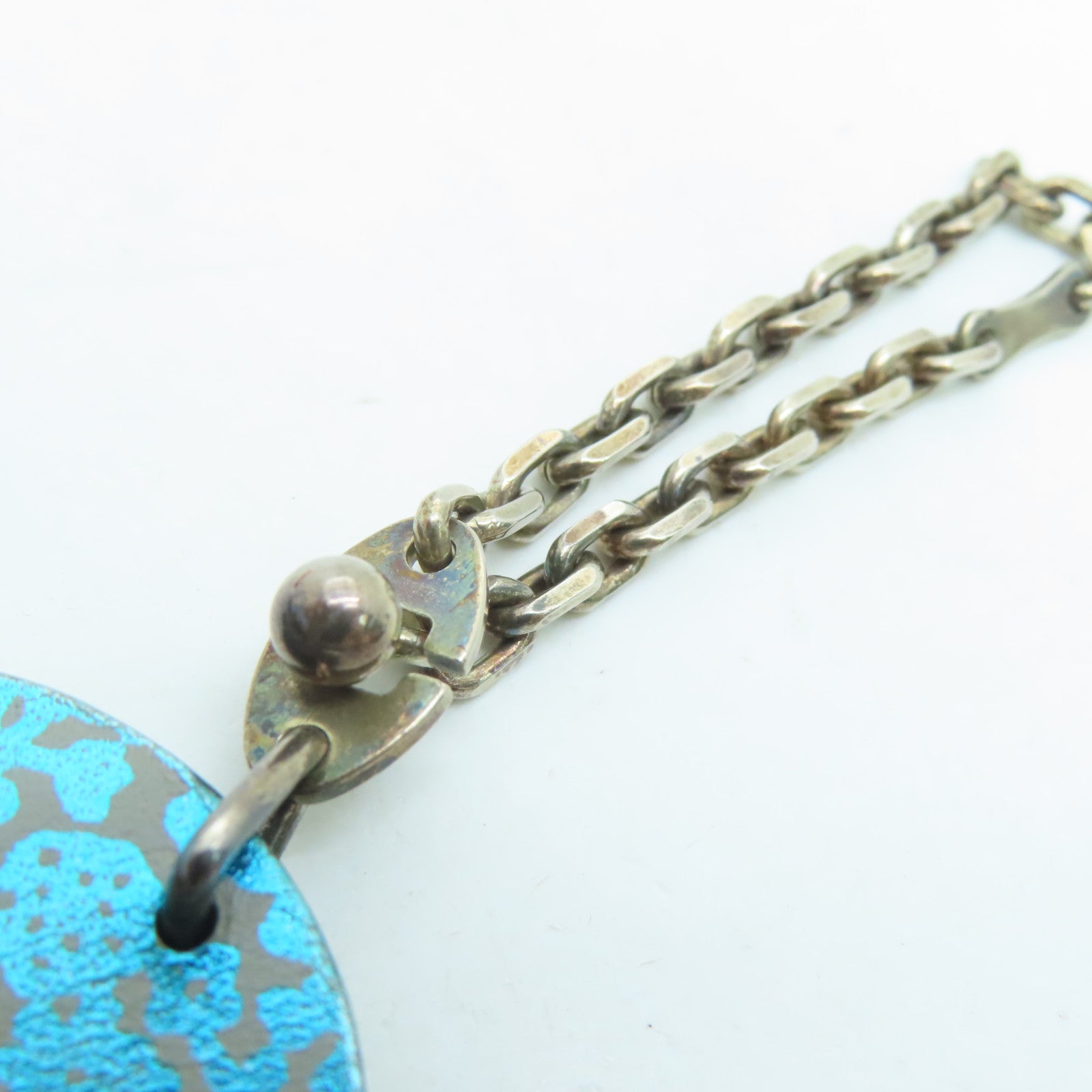 HERMES 皮革Elephant Key Charm银扣挂饰蓝色/灰色