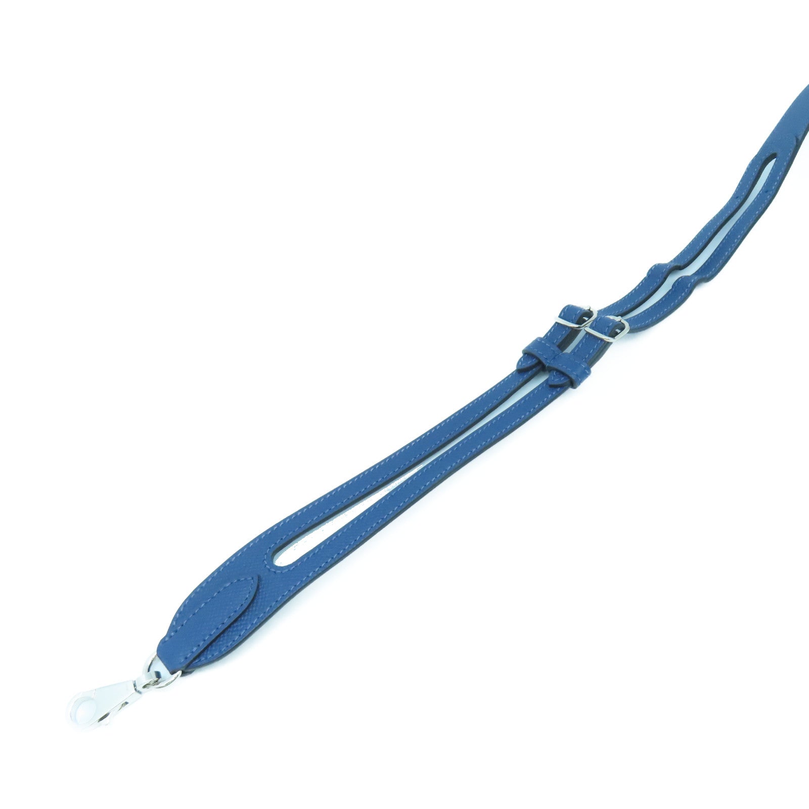 HERMES Epsom皮革Shoulder Strap銀扣肩背帶藍色