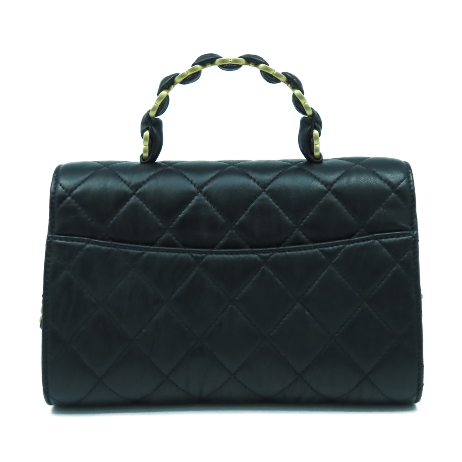 CHANEL 菱格羊皮皮革2 Way Shoulder金扣鏈帶肩背袋黑色