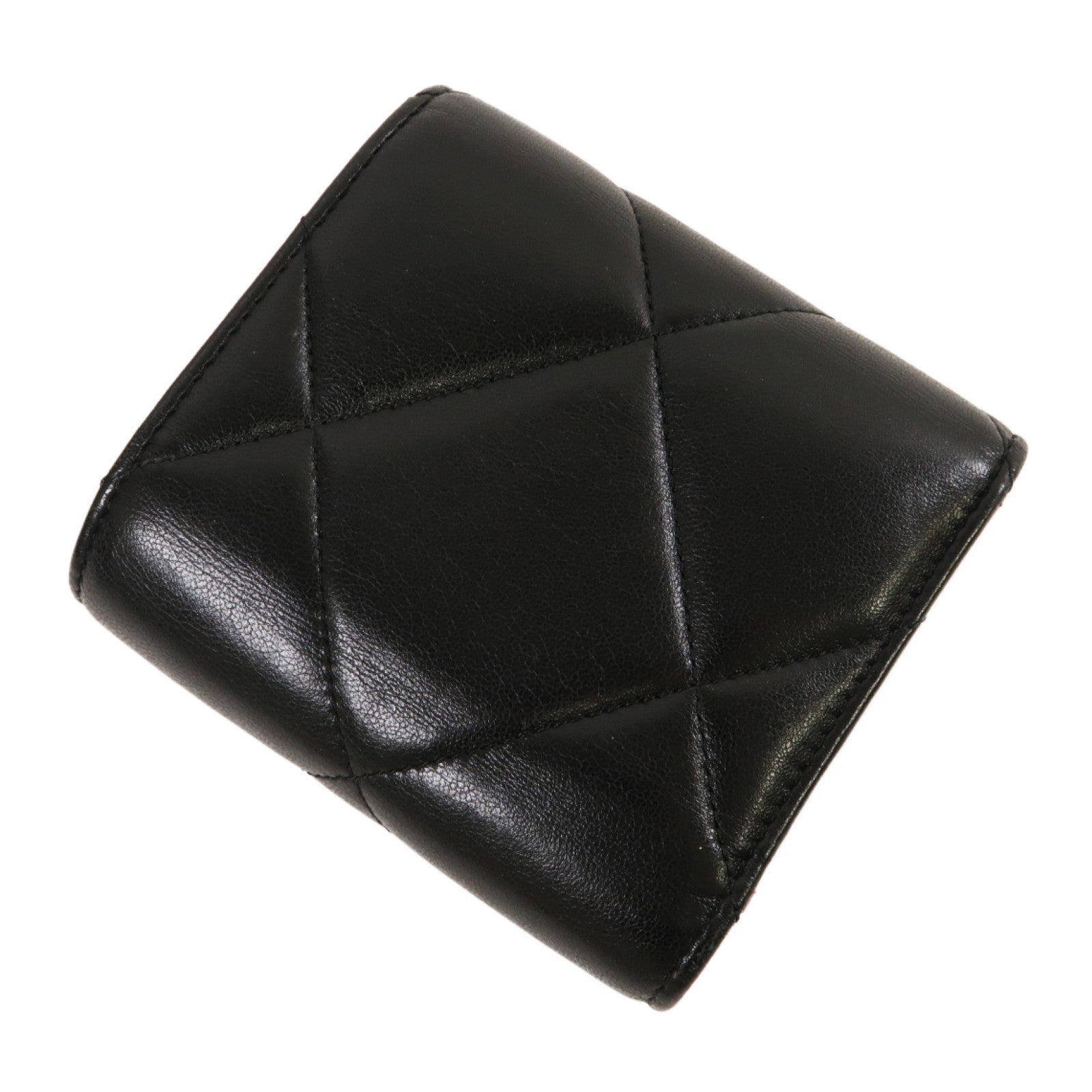 CHANEL 菱格羊皮皮革Chanel 19 Small Flap Wallet金扣錢包黑色