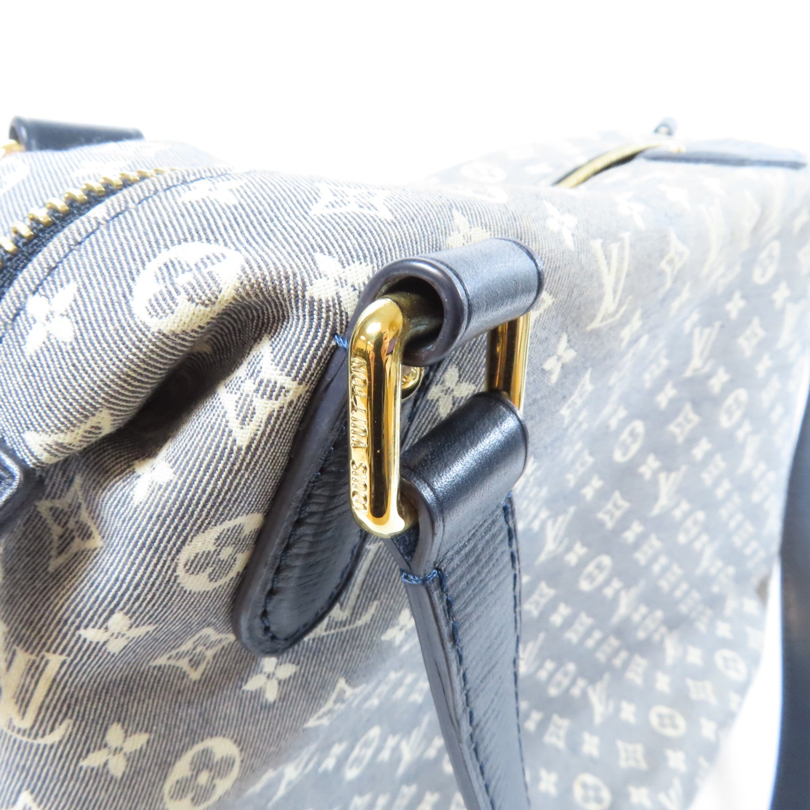 LOUIS VUITTON 帆布Balladr MM金扣肩背袋藍色/白色
