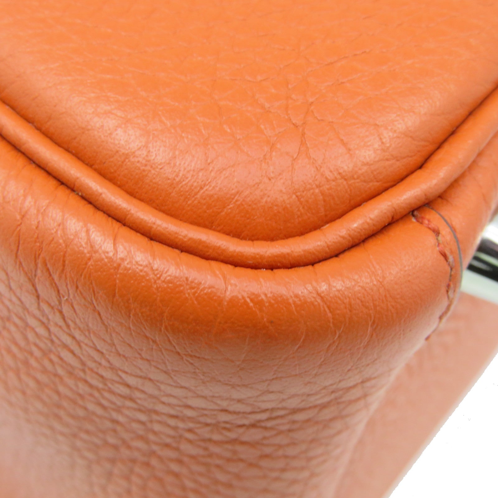 HERMES Clemence皮革Lindy 26 2Way Shoulder Bag银扣手挽肩背两用袋Orange橙色