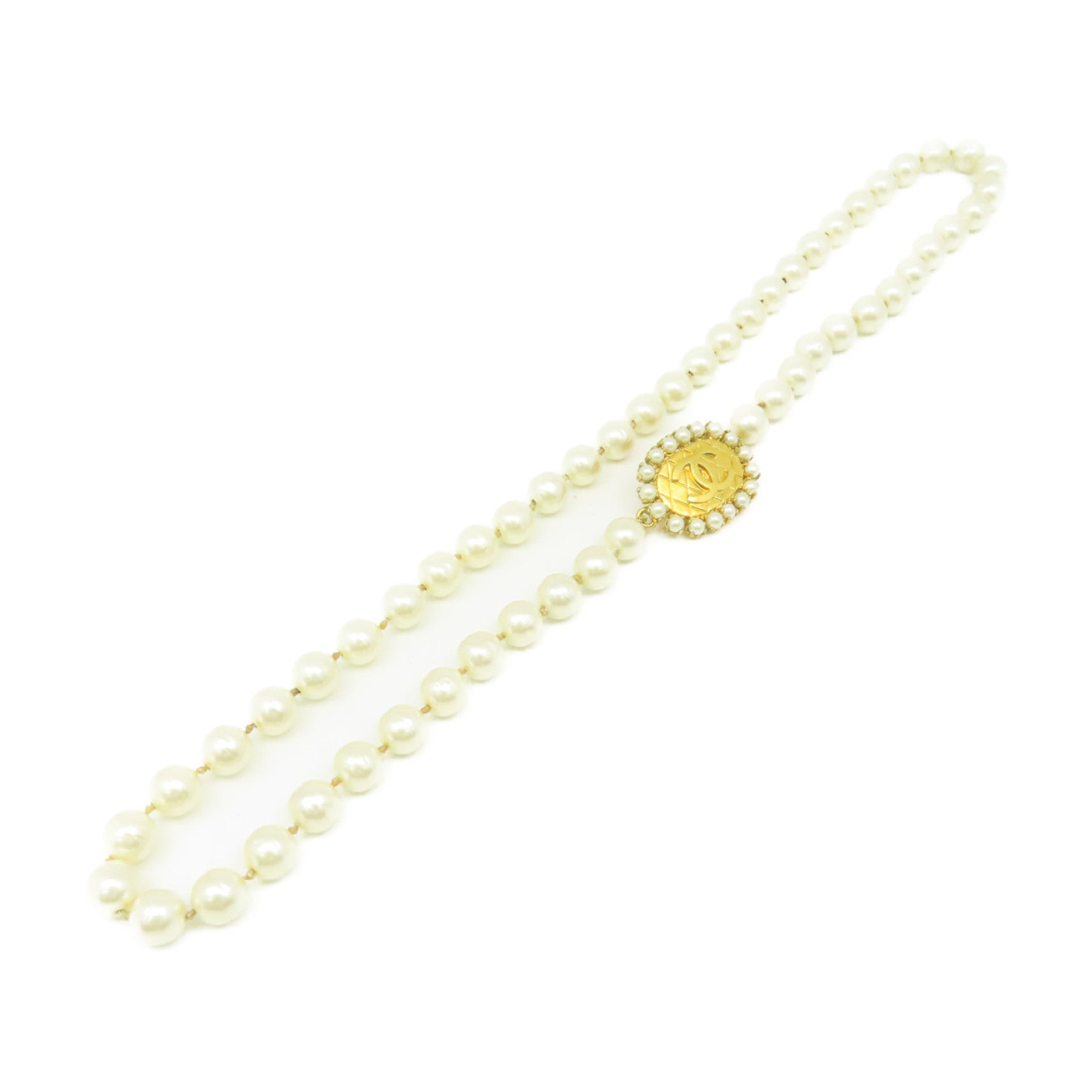 CHANEL 金屬/仿珍珠Necklace項鍊珍珠色/金色