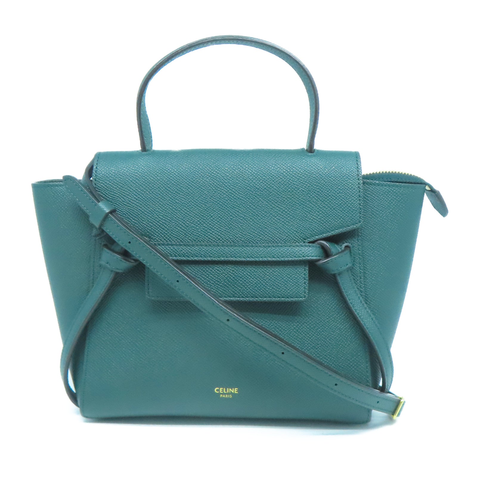 CELINE 牛皮皮革2 Way Shoulder金扣手挽肩背兩用袋綠色