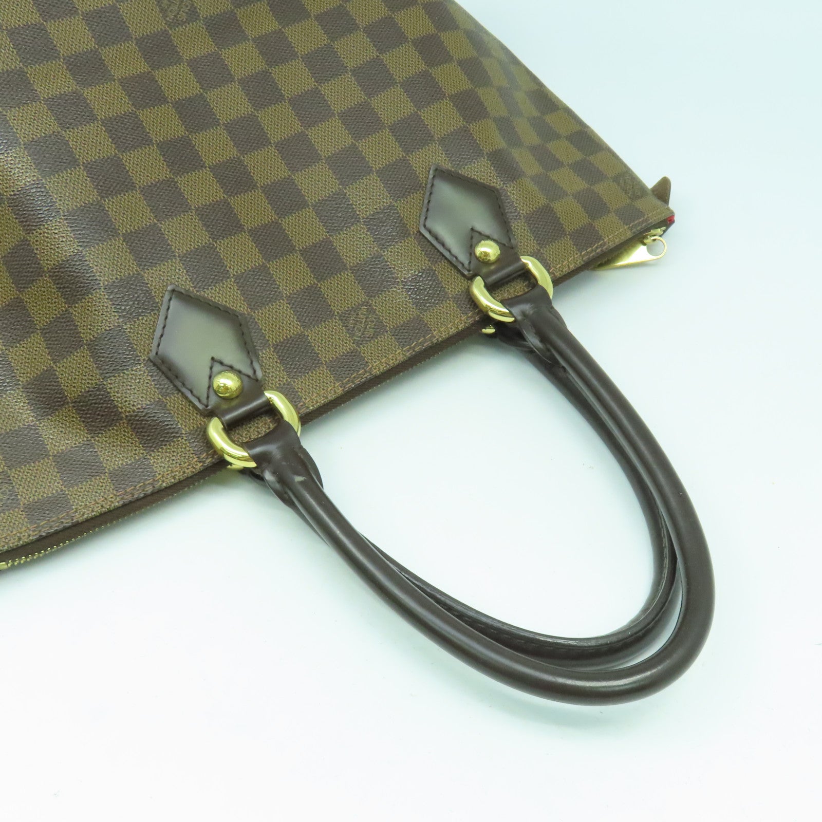 LOUIS VUITTON Damier Ebene Saleya PM金扣手挽袋啡色
