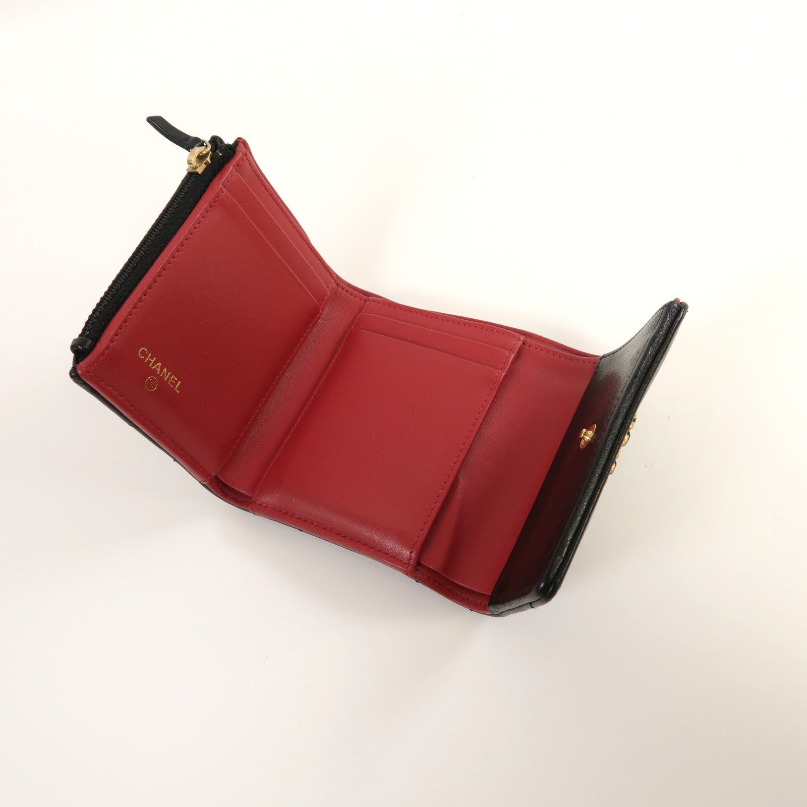 CHANEL 菱格羊皮皮革Chanel 19 Small Flap Wallet金扣錢包黑色