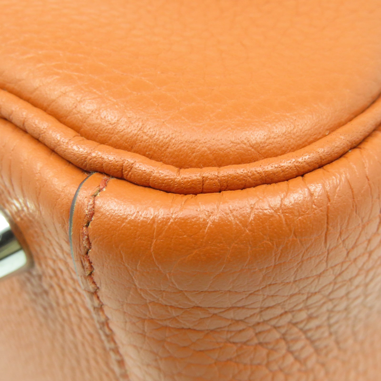 HERMES Clemence皮革Lindy 26 2Way Shoulder Bag银扣手挽肩背两用袋Orange橙色