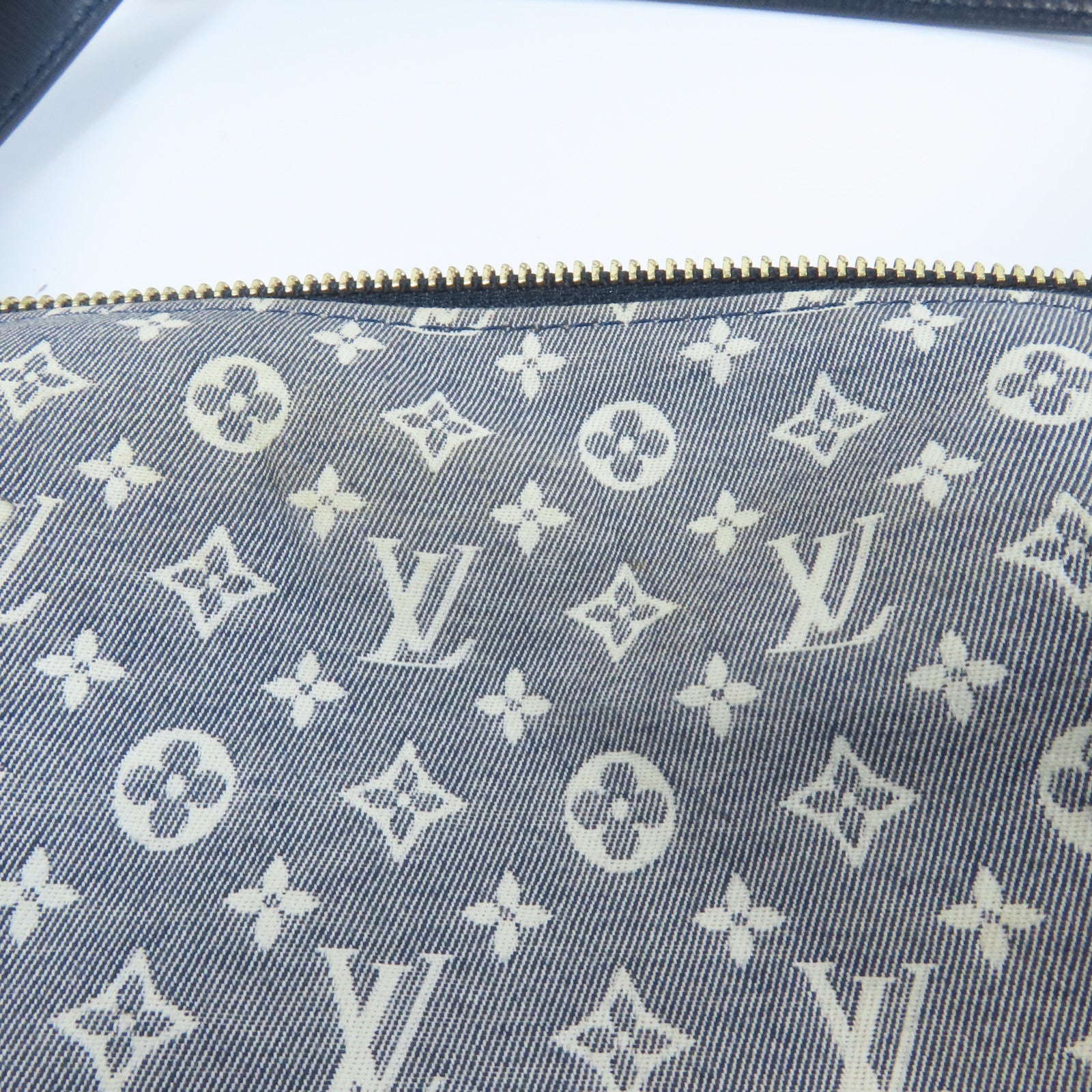 LOUIS VUITTON 帆布Balladr MM金扣肩背袋藍色/白色