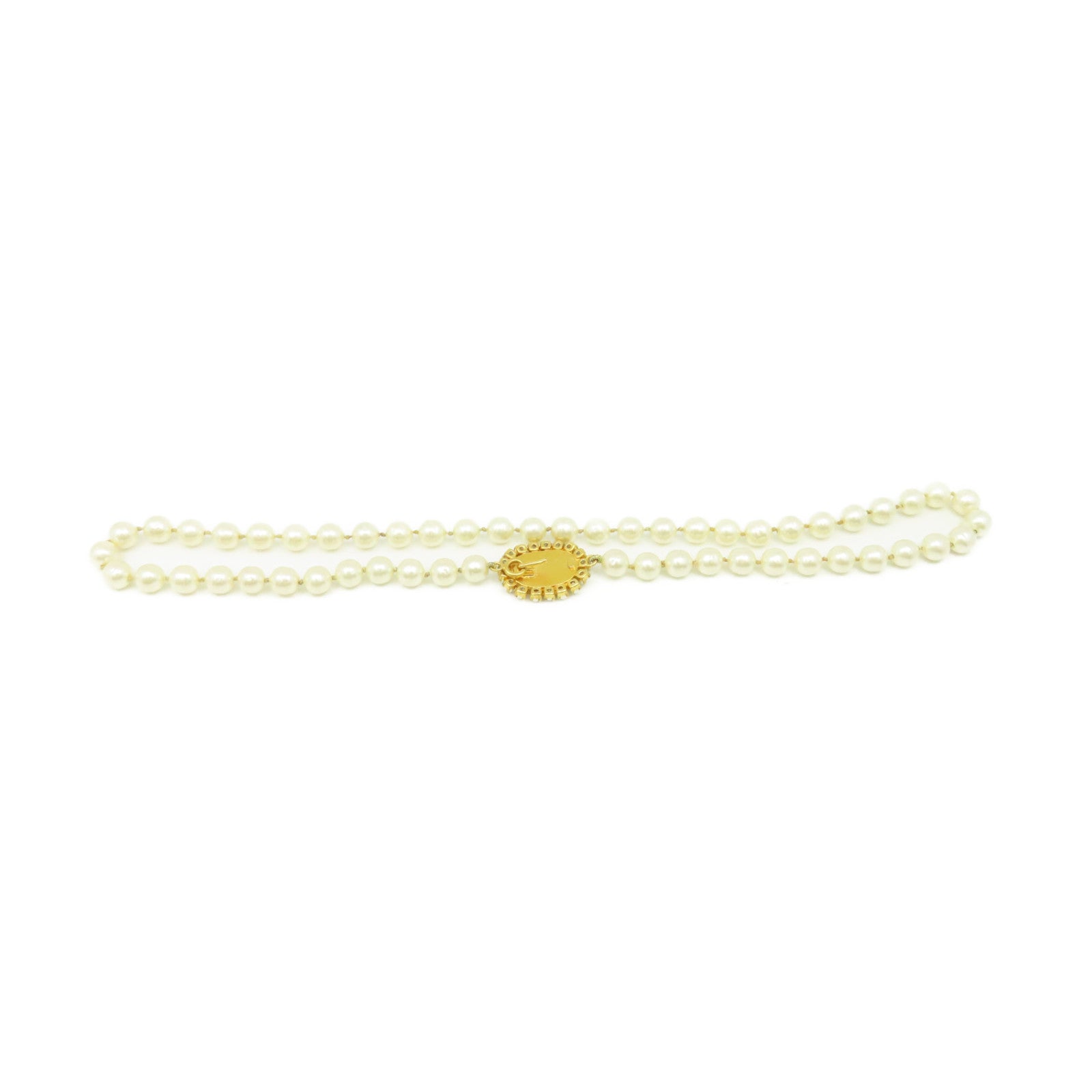 CHANEL 金屬/仿珍珠Necklace項鍊珍珠色/金色
