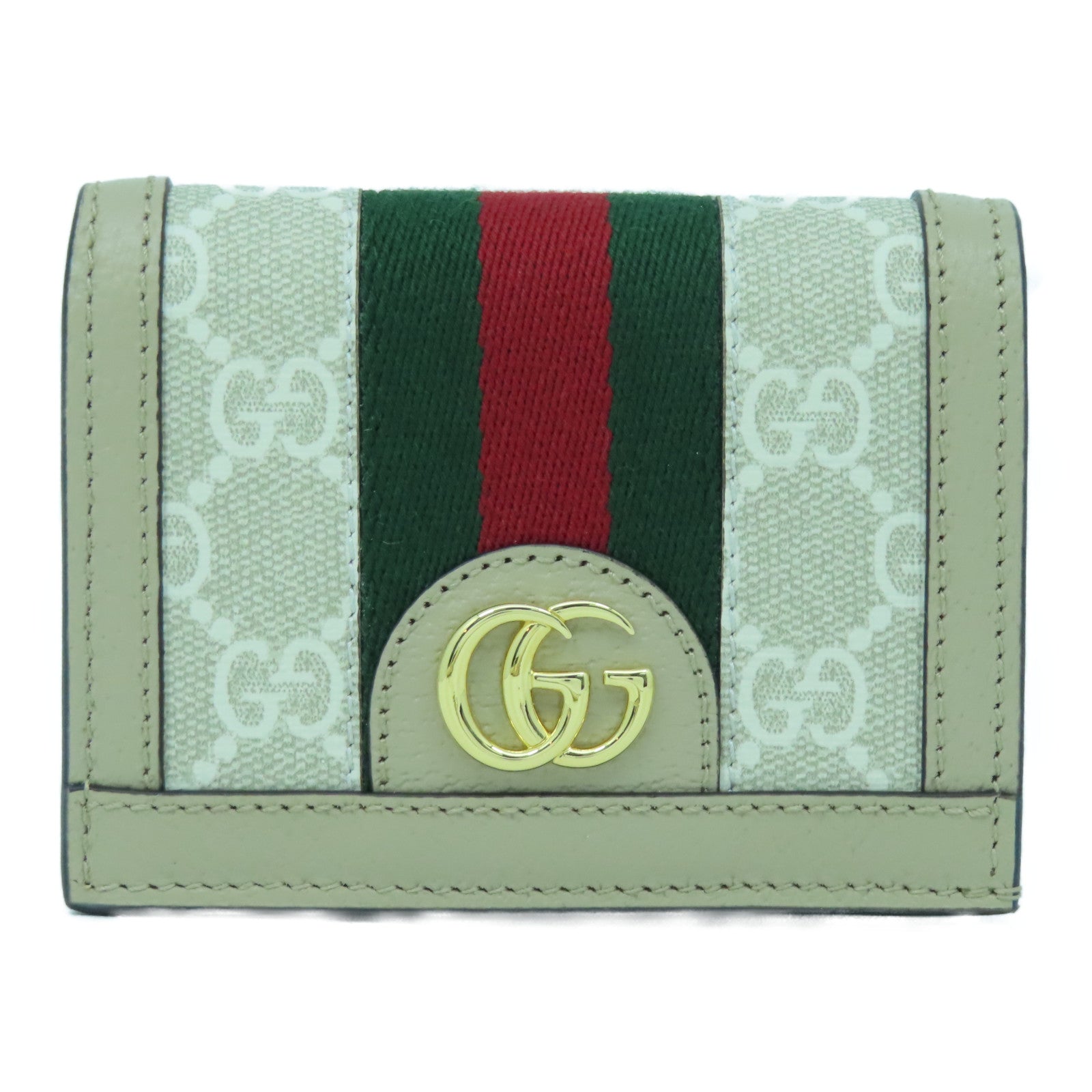 GUCCI 帆布Wallet金扣錢包米色