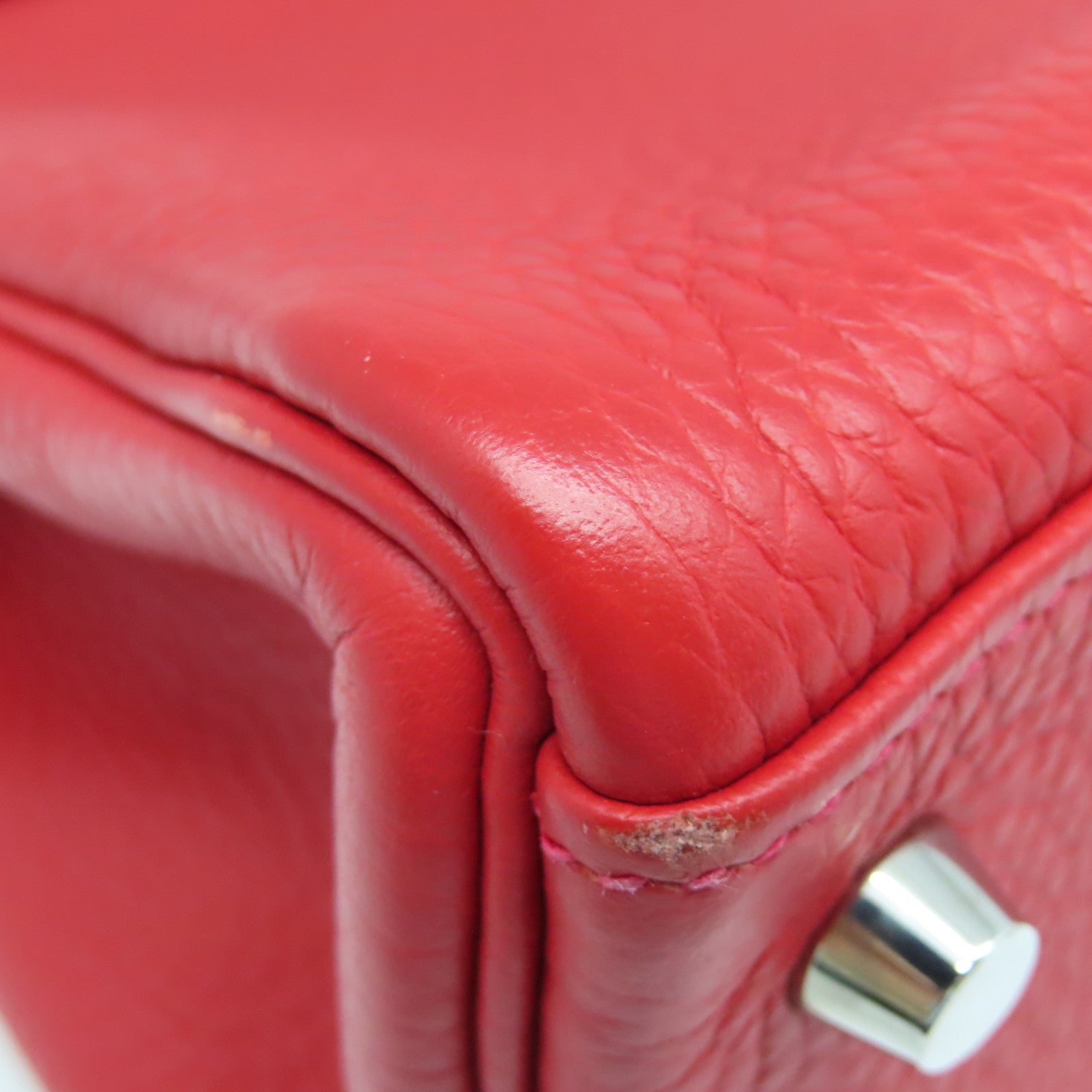 HERMES Taurillon Clemence皮革Kelly 32银扣手挽肩背两用袋法拉利红色