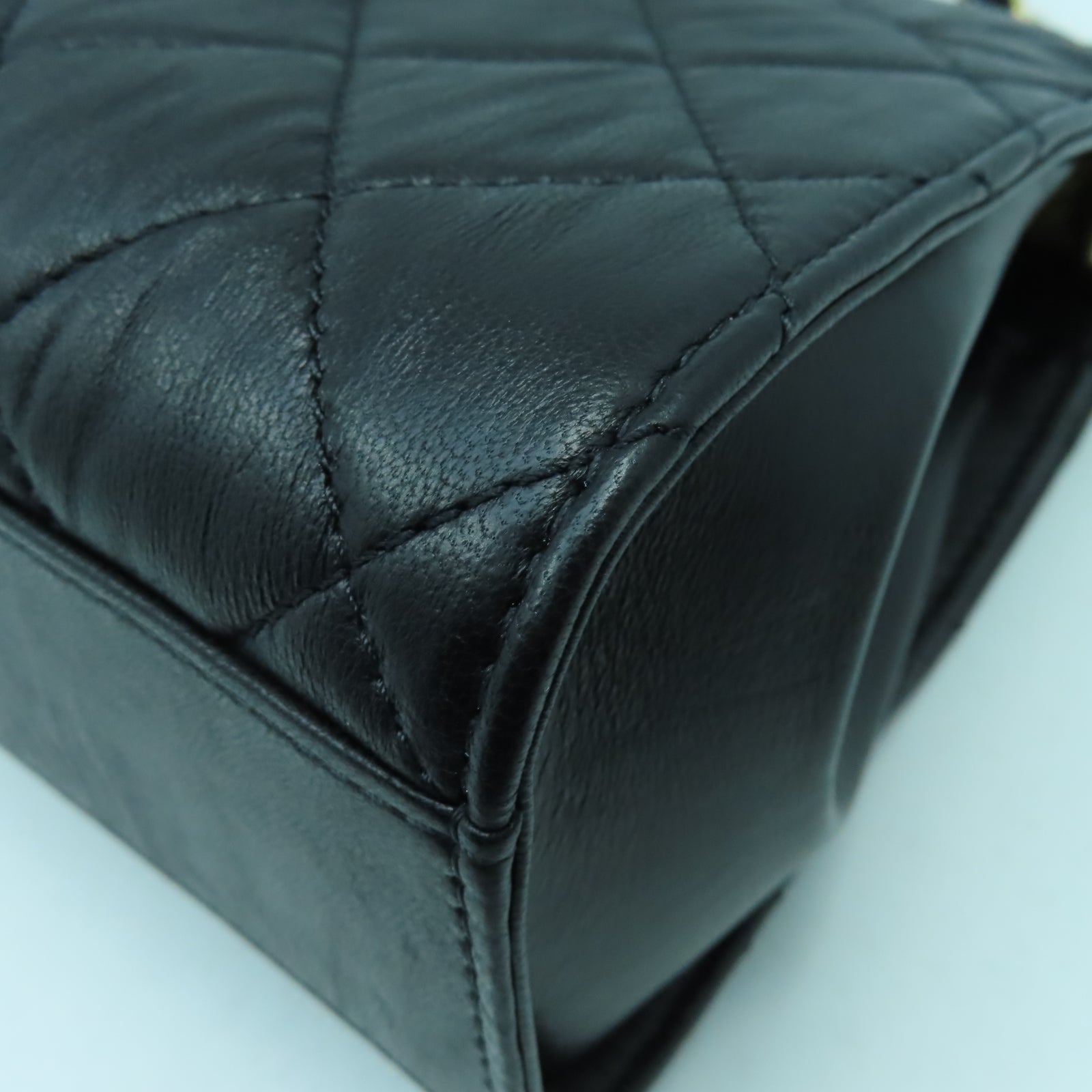 CHANEL 菱格羊皮皮革2 Way Shoulder金扣鏈帶肩背袋黑色