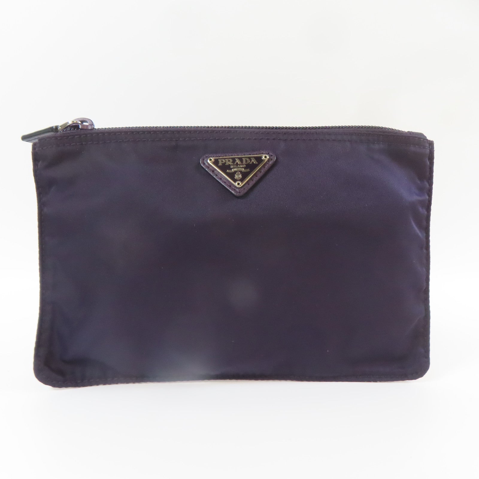 PRADA 尼龍Pouch銀扣小袋藍色