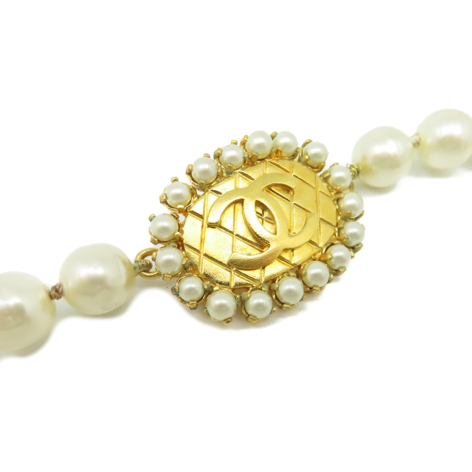 CHANEL 金屬/仿珍珠Necklace項鍊珍珠色/金色