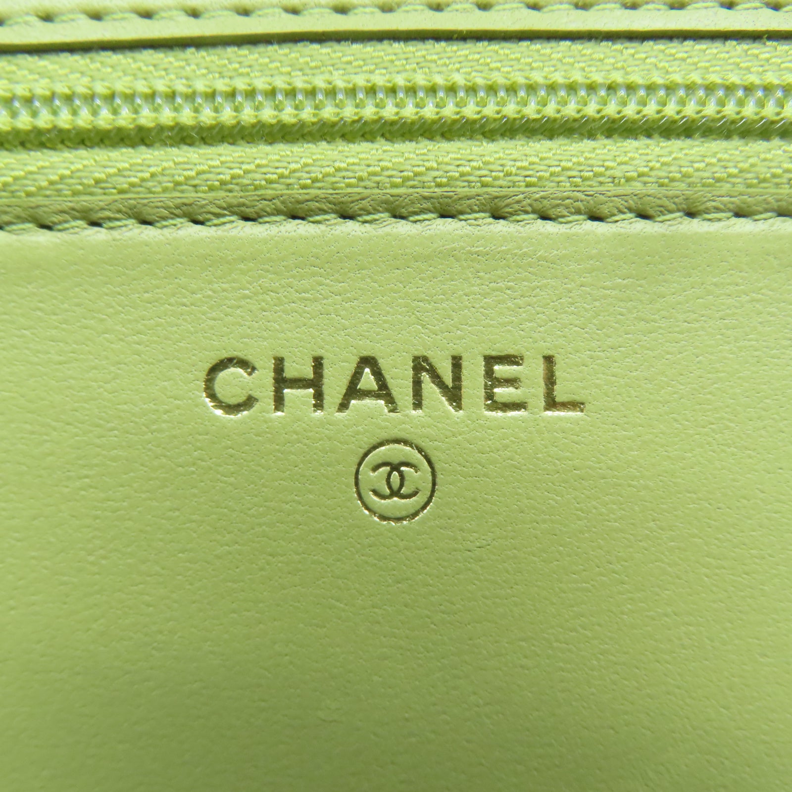 CHANEL 菱格羊皮皮革Chain Shoulder金扣鏈帶手挽肩背兩用袋綠色