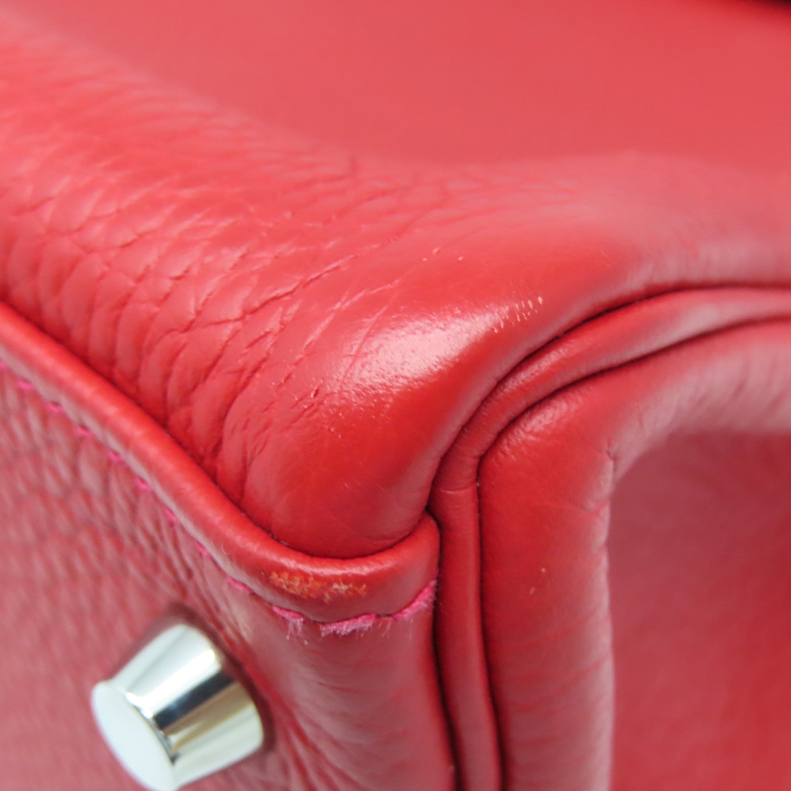 HERMES Taurillon Clemence皮革Kelly 32银扣手挽肩背两用袋法拉利红色
