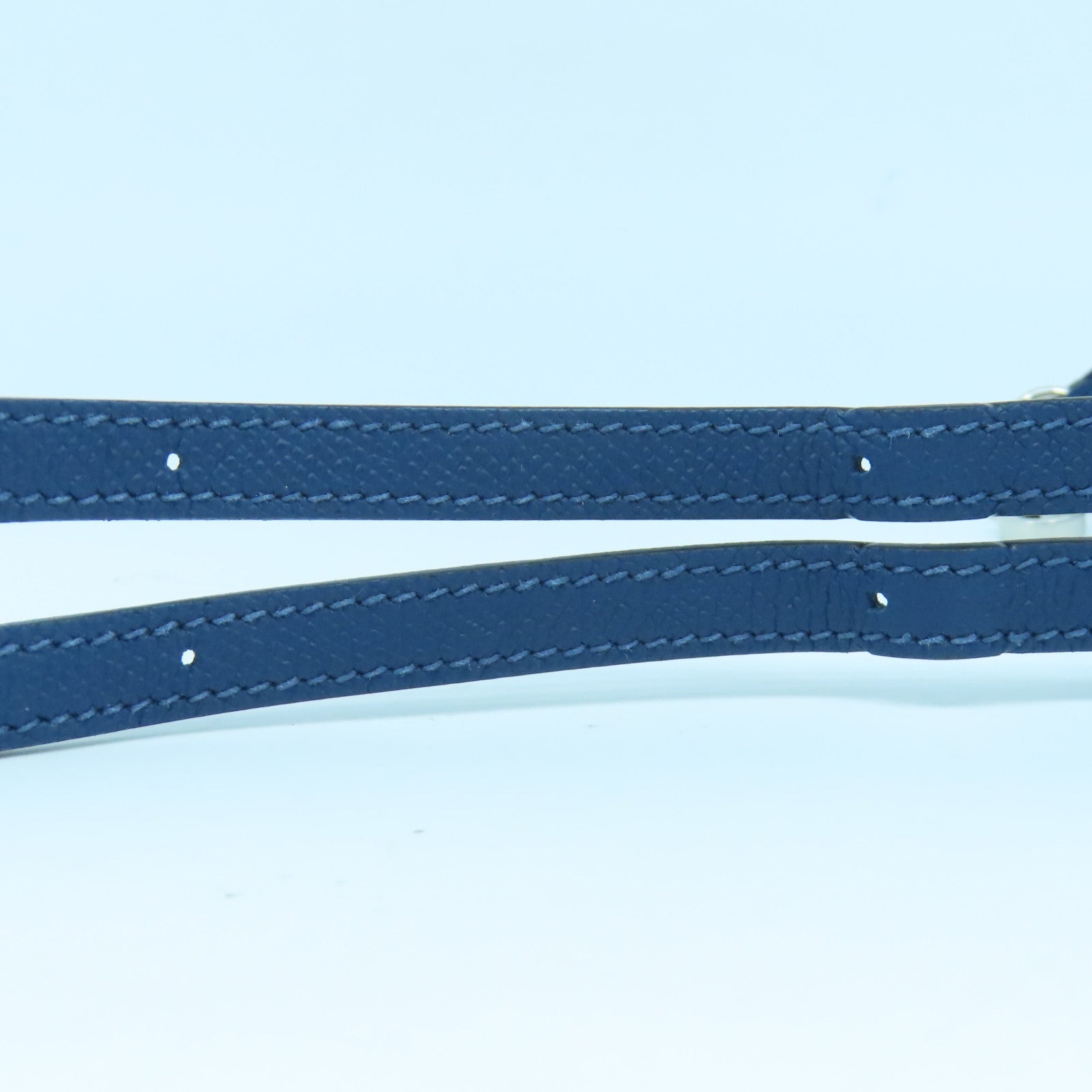 HERMES Epsom皮革Shoulder Strap銀扣肩背帶藍色