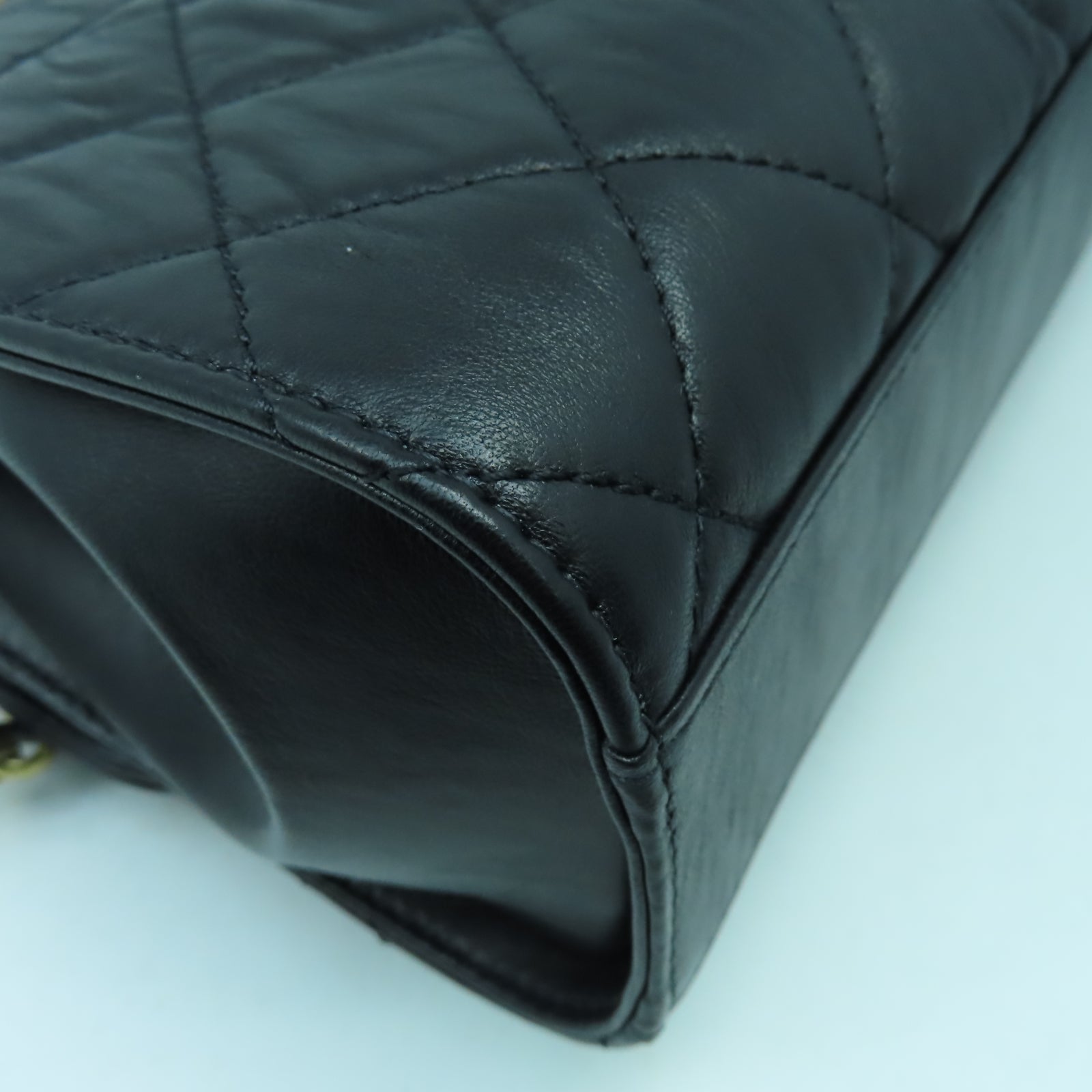 CHANEL 菱格羊皮皮革2 Way Shoulder金扣鏈帶肩背袋黑色