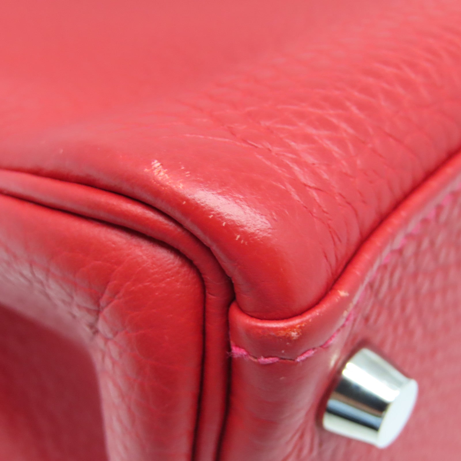 HERMES Taurillon Clemence皮革Kelly 32银扣手挽肩背两用袋法拉利红色
