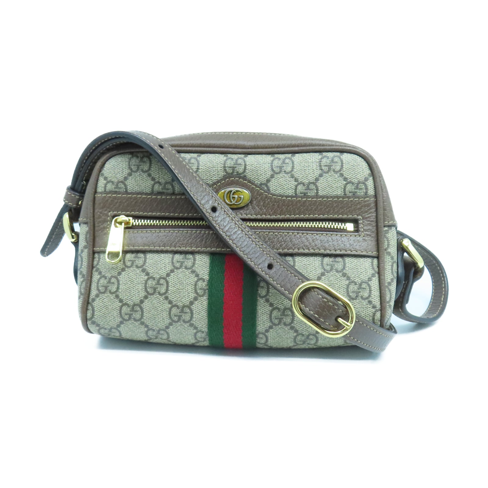 GUCCI 塗層帆布Ophidia GG Supreme金扣肩背袋棕色