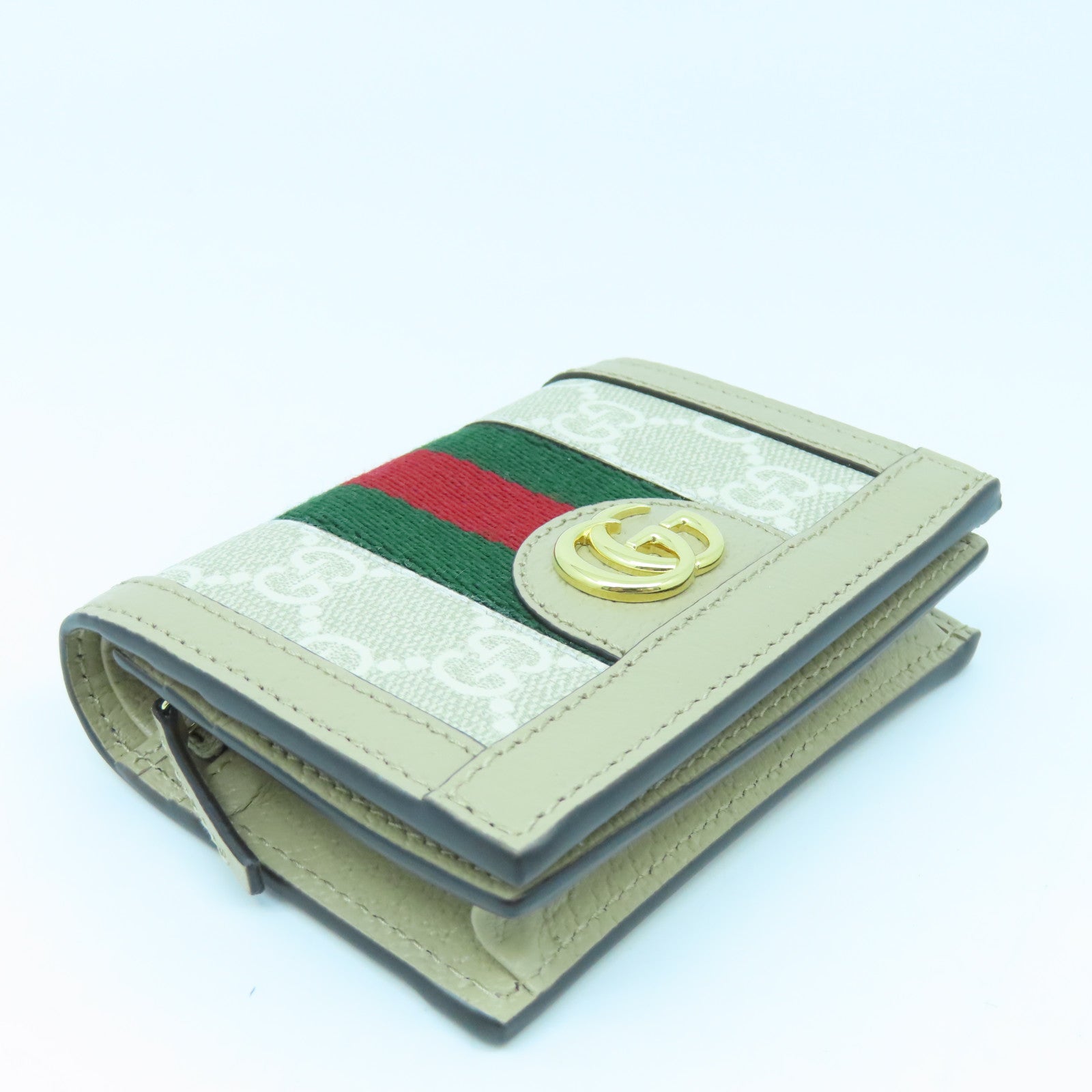 GUCCI 帆布Wallet金扣錢包米色