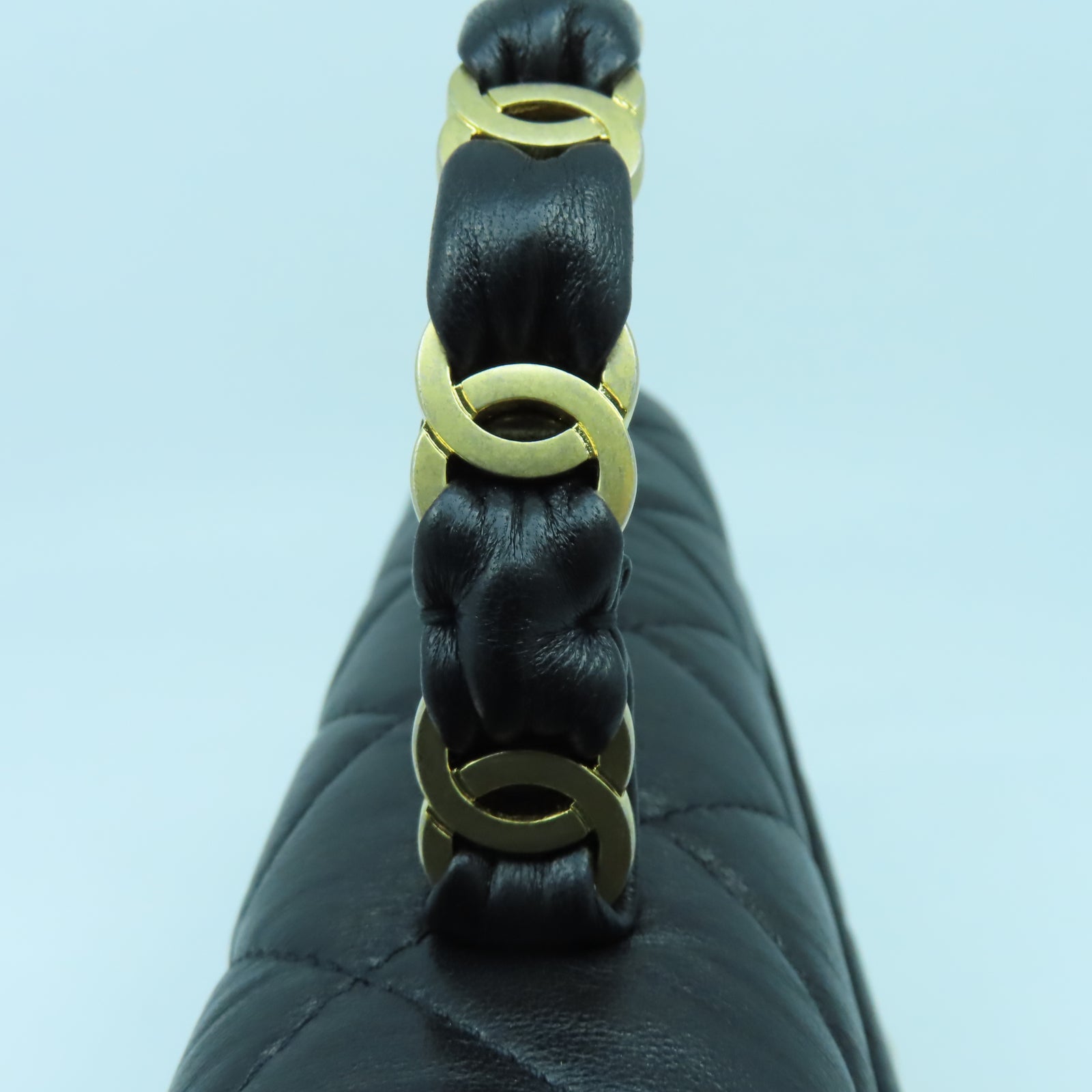 CHANEL 菱格羊皮皮革2 Way Shoulder金扣鏈帶肩背袋黑色