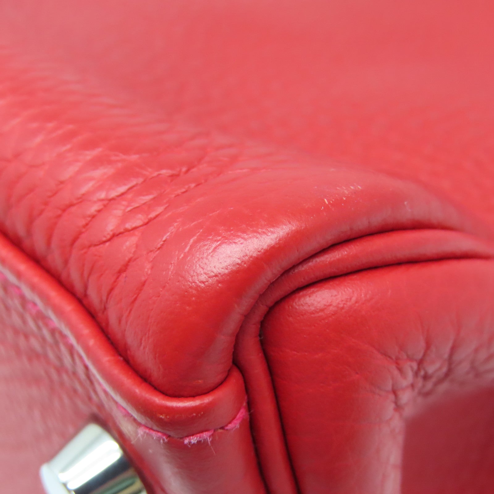 HERMES Taurillon Clemence皮革Kelly 32银扣手挽肩背两用袋法拉利红色