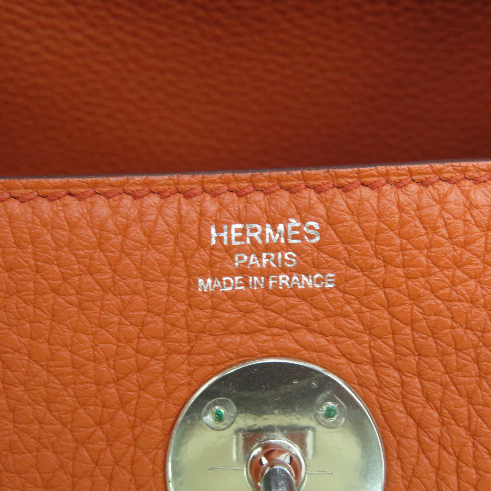 HERMES Clemence皮革Lindy 26 2Way Shoulder Bag银扣手挽肩背两用袋Orange橙色