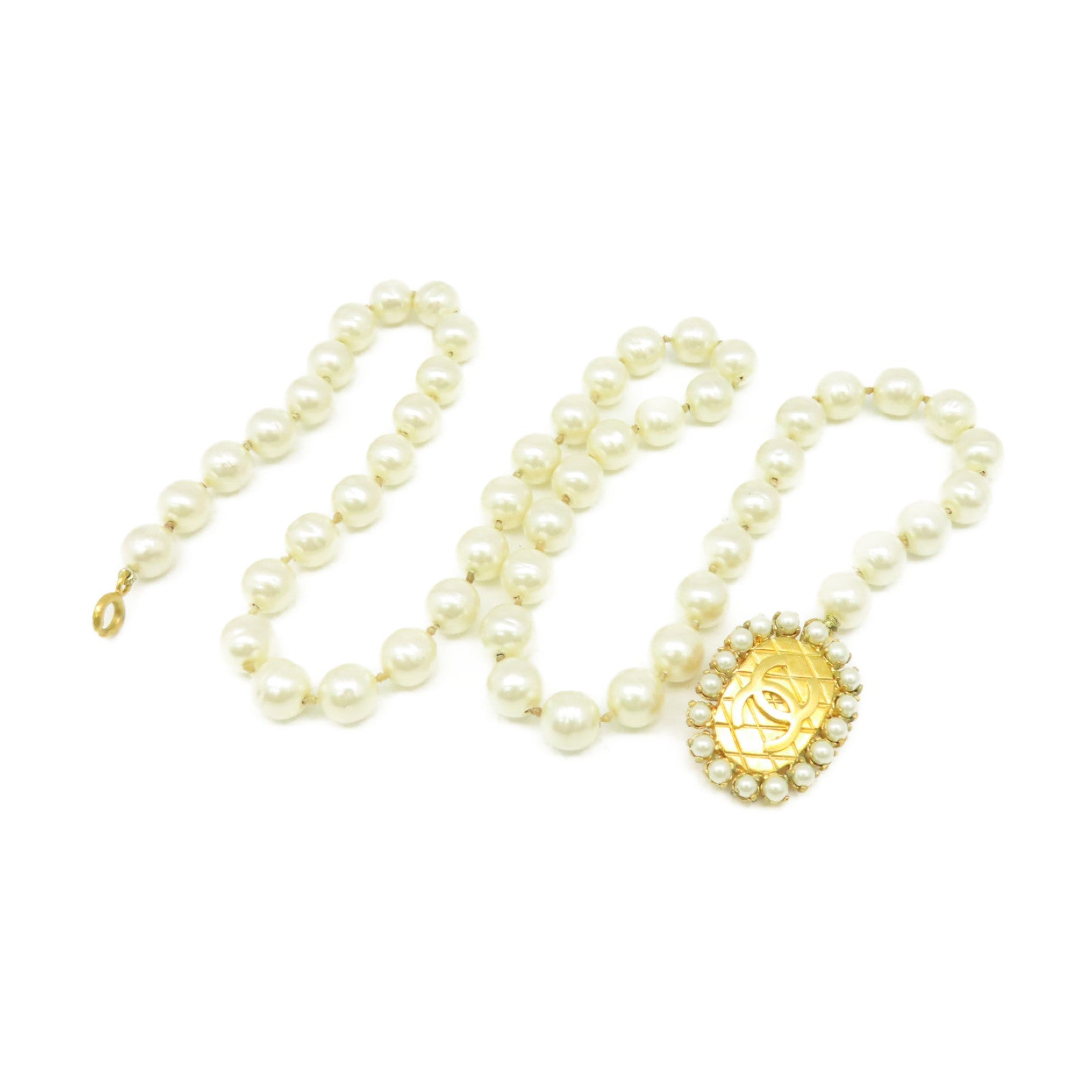 CHANEL 金屬/仿珍珠Necklace項鍊珍珠色/金色
