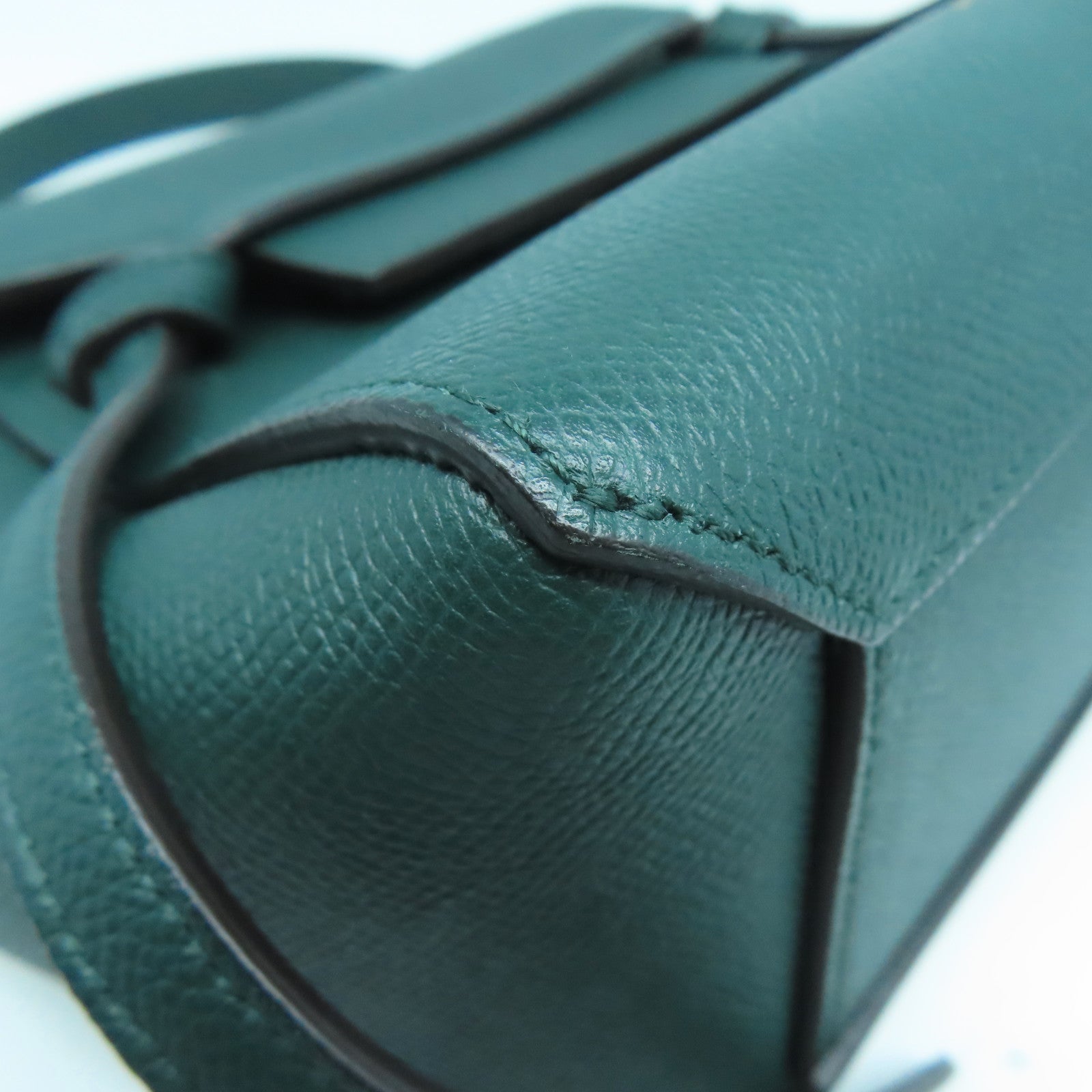 CELINE 牛皮皮革2 Way Shoulder金扣手挽肩背兩用袋綠色