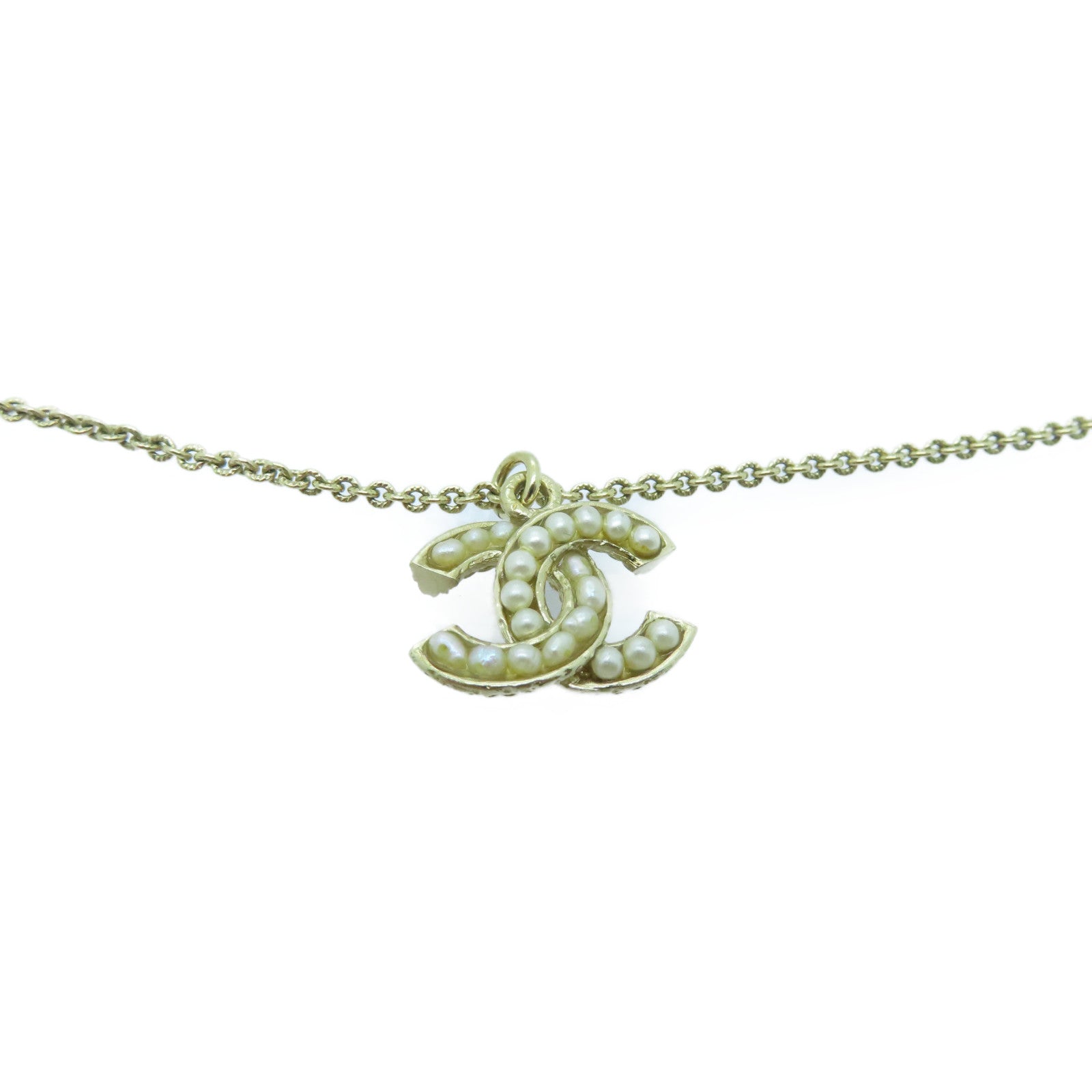 CHANEL Metal/PVC Necklaces Gold/White