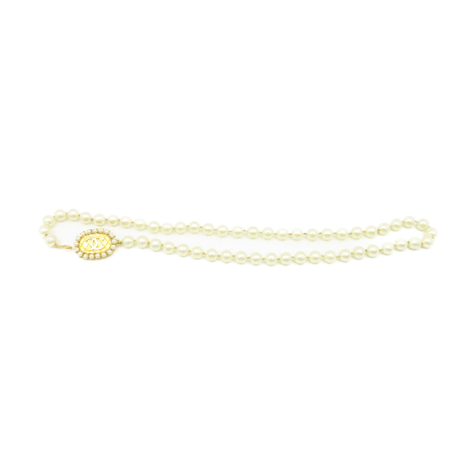 CHANEL 金屬/仿珍珠Necklace項鍊珍珠色/金色