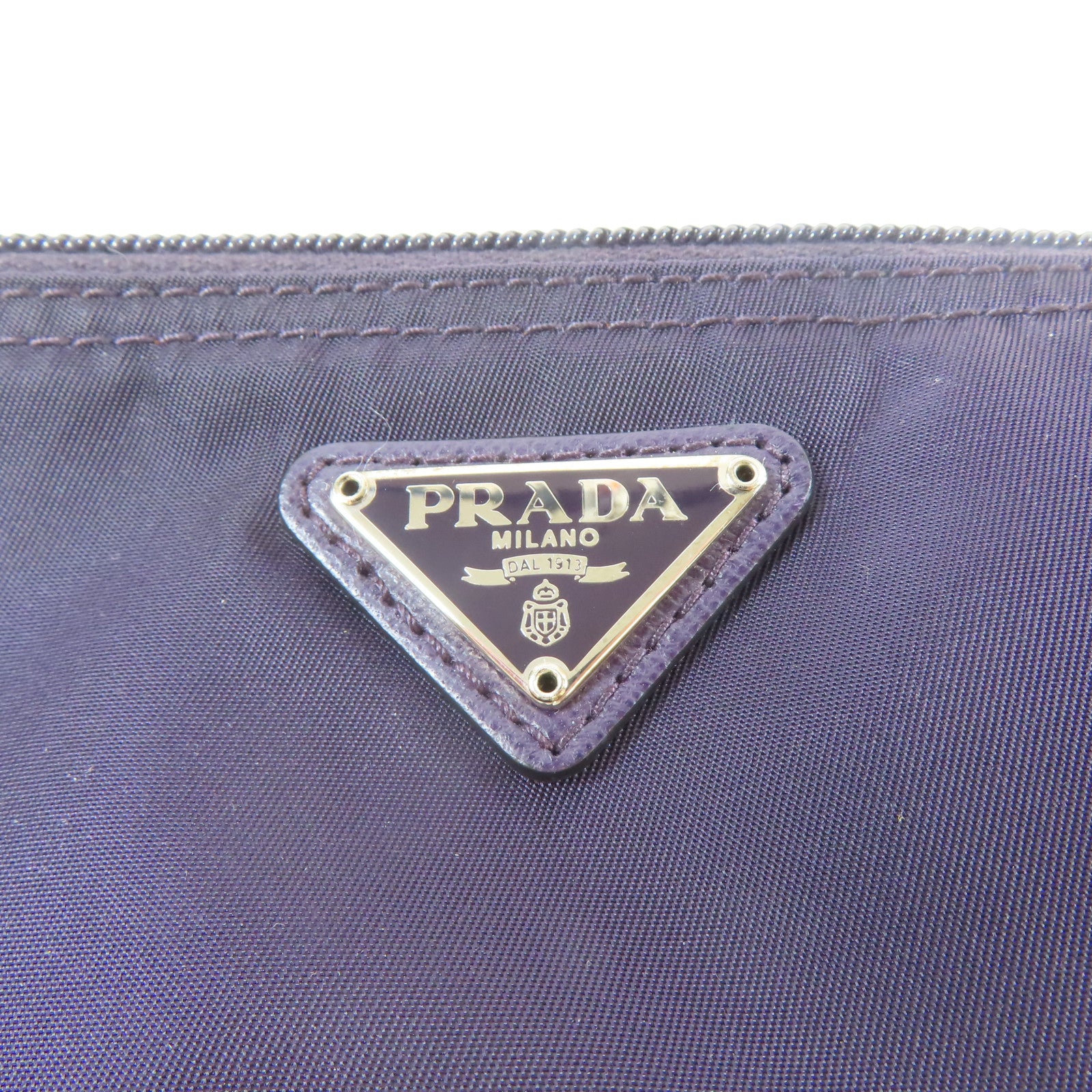 PRADA 尼龍Pouch銀扣小袋藍色