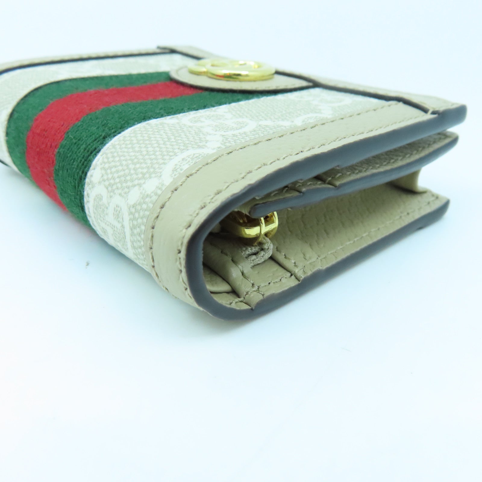 GUCCI 帆布Wallet金扣錢包米色