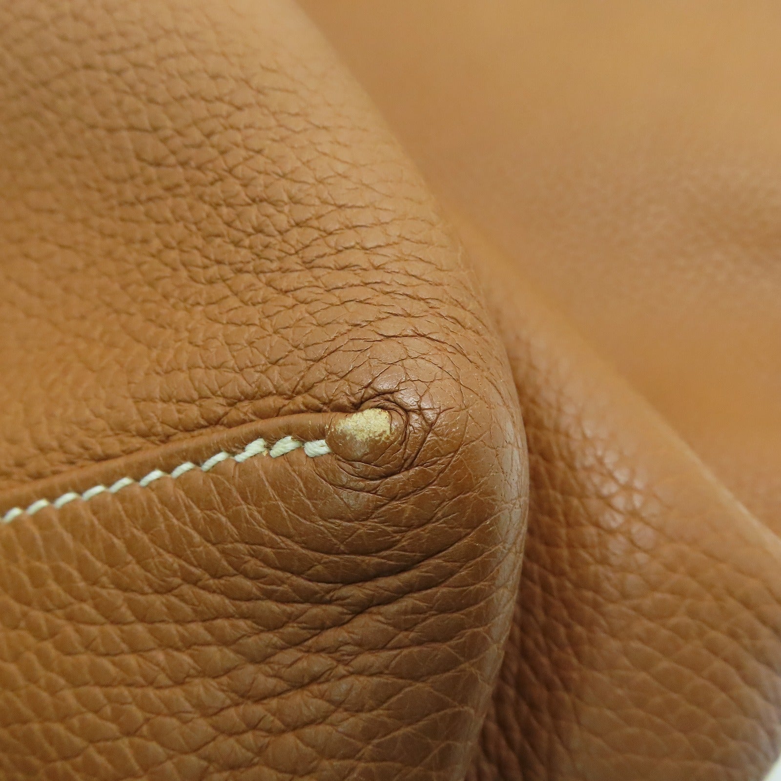 HERMES Clemence皮革Double Sens 45手挽袋Gold金色/Capucine橙色