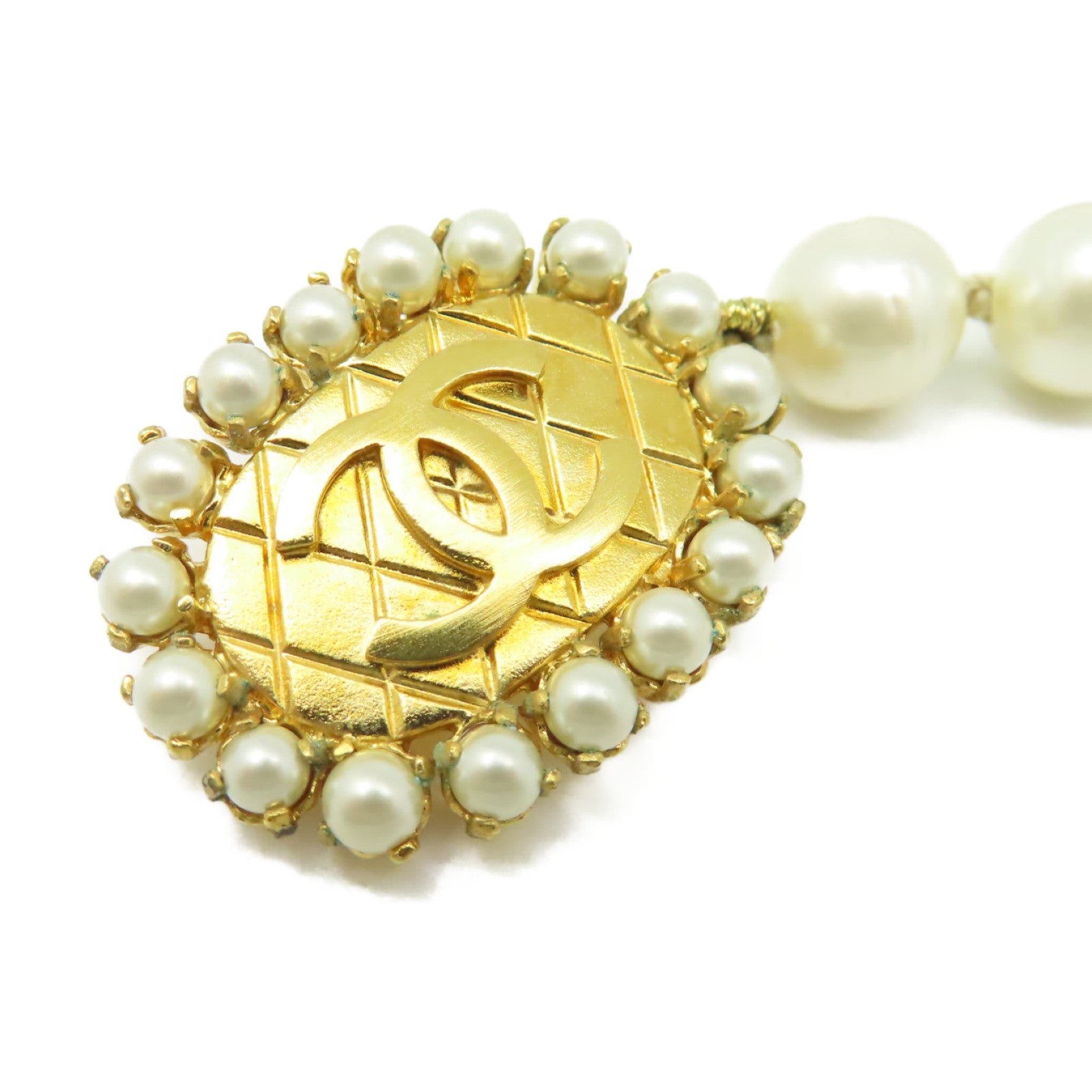 CHANEL 金屬/仿珍珠Necklace項鍊珍珠色/金色