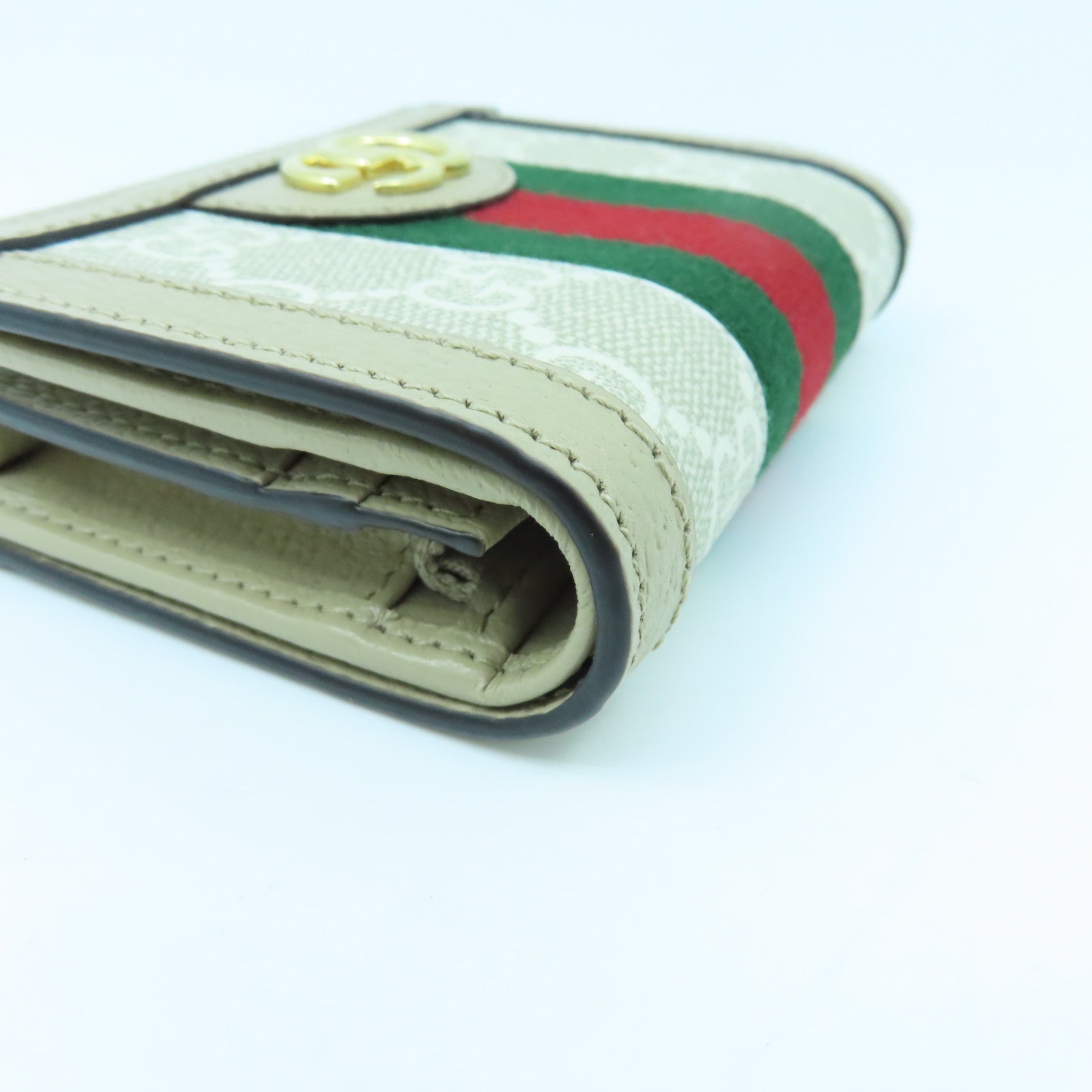 GUCCI 帆布Wallet金扣錢包米色